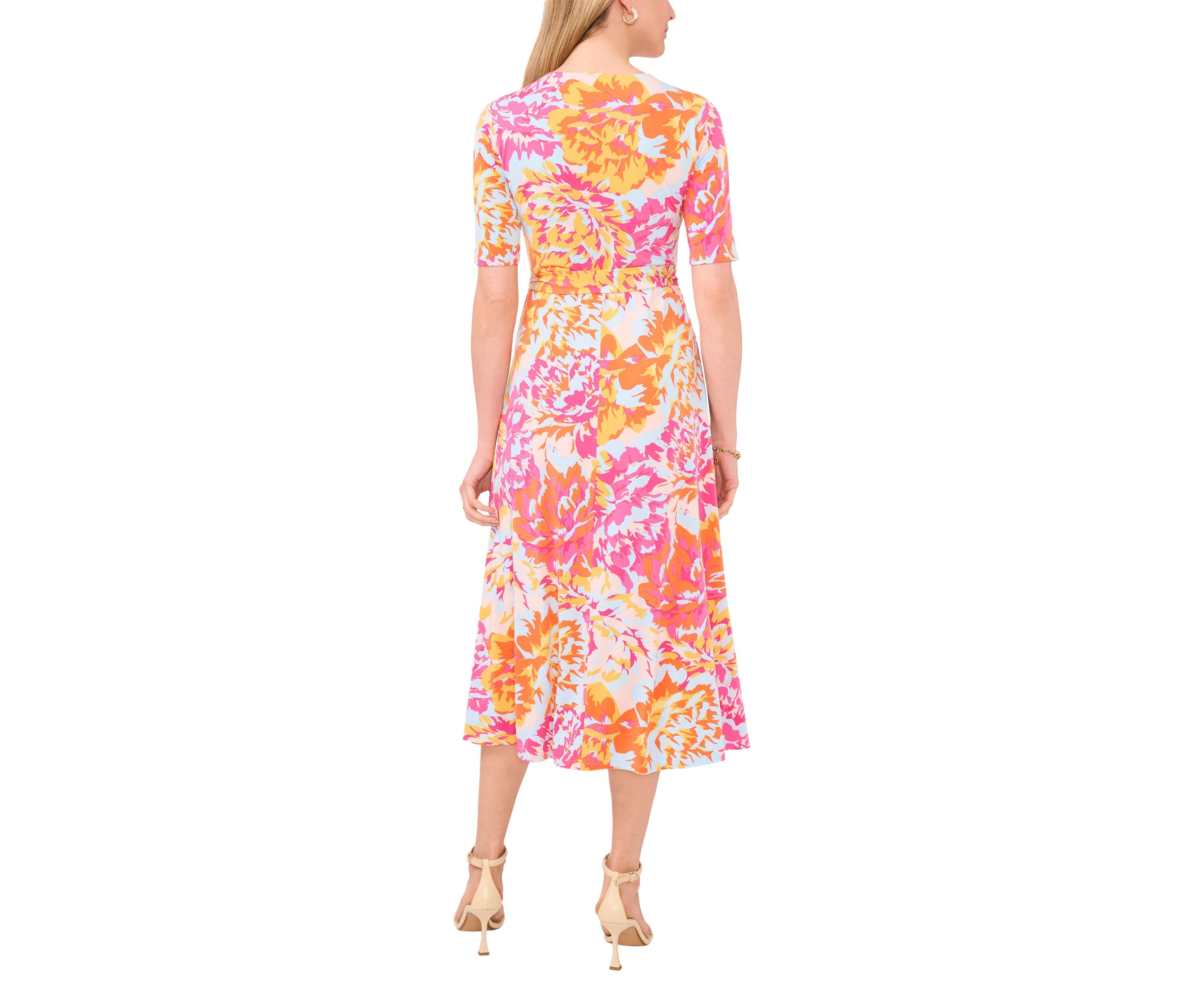 Womens Printed Tie Waist Dress