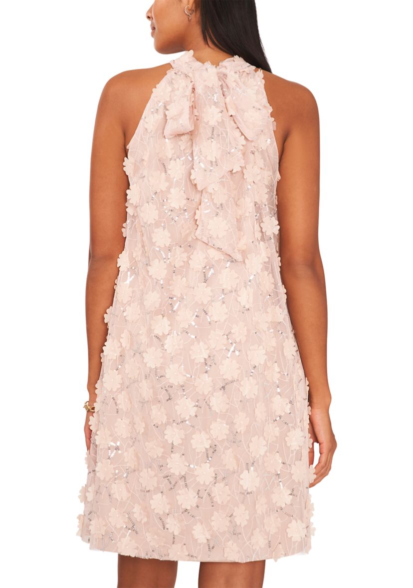 Womens Sleeveless Halter Neck Floral Print Mini Dress
