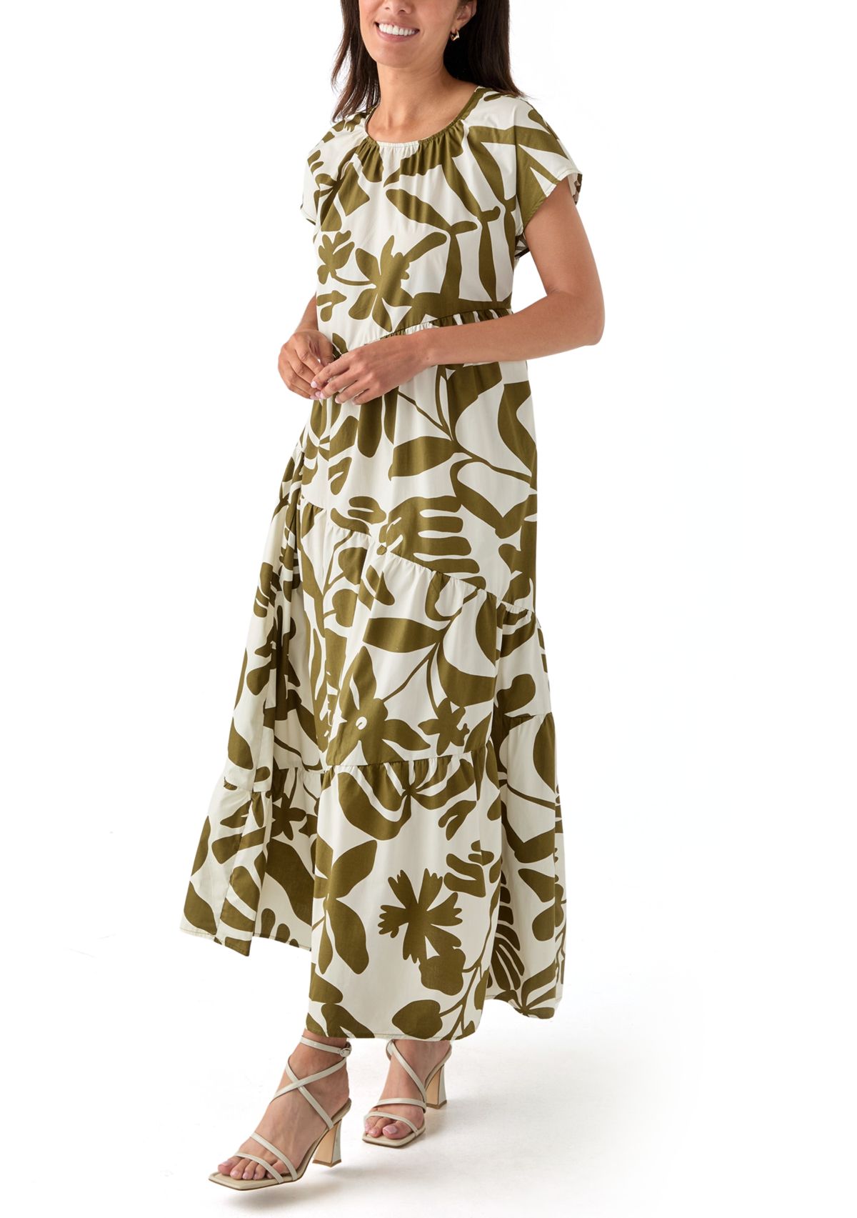 Womens Leaf Printed Maxi Dress