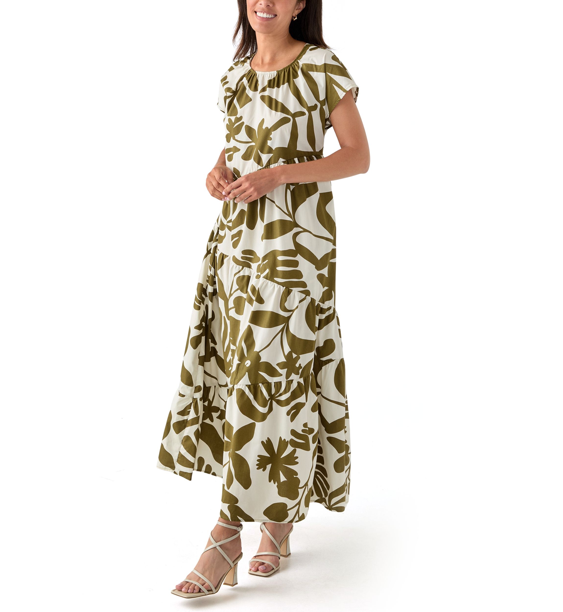 Womens Leaf Printed Maxi Dress