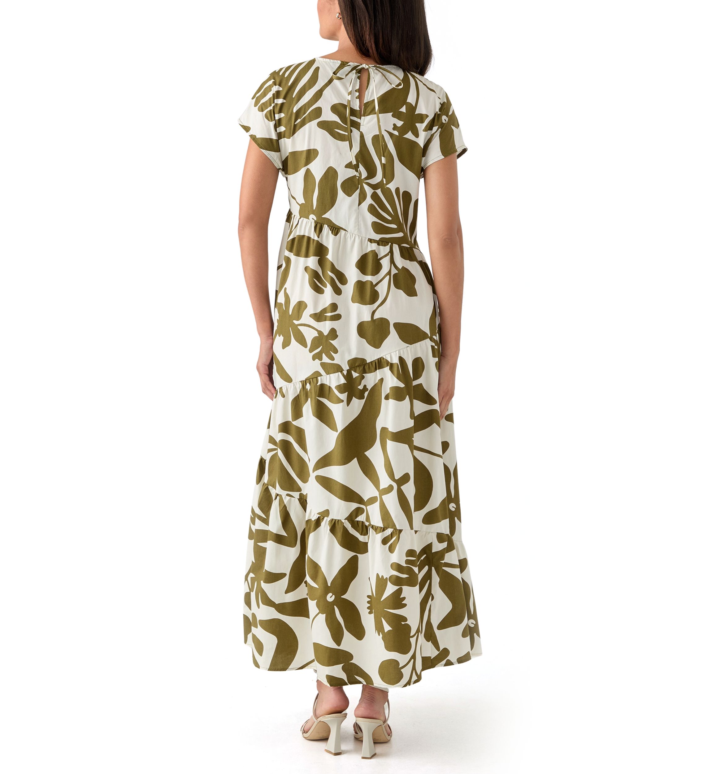 Womens Leaf Printed Maxi Dress