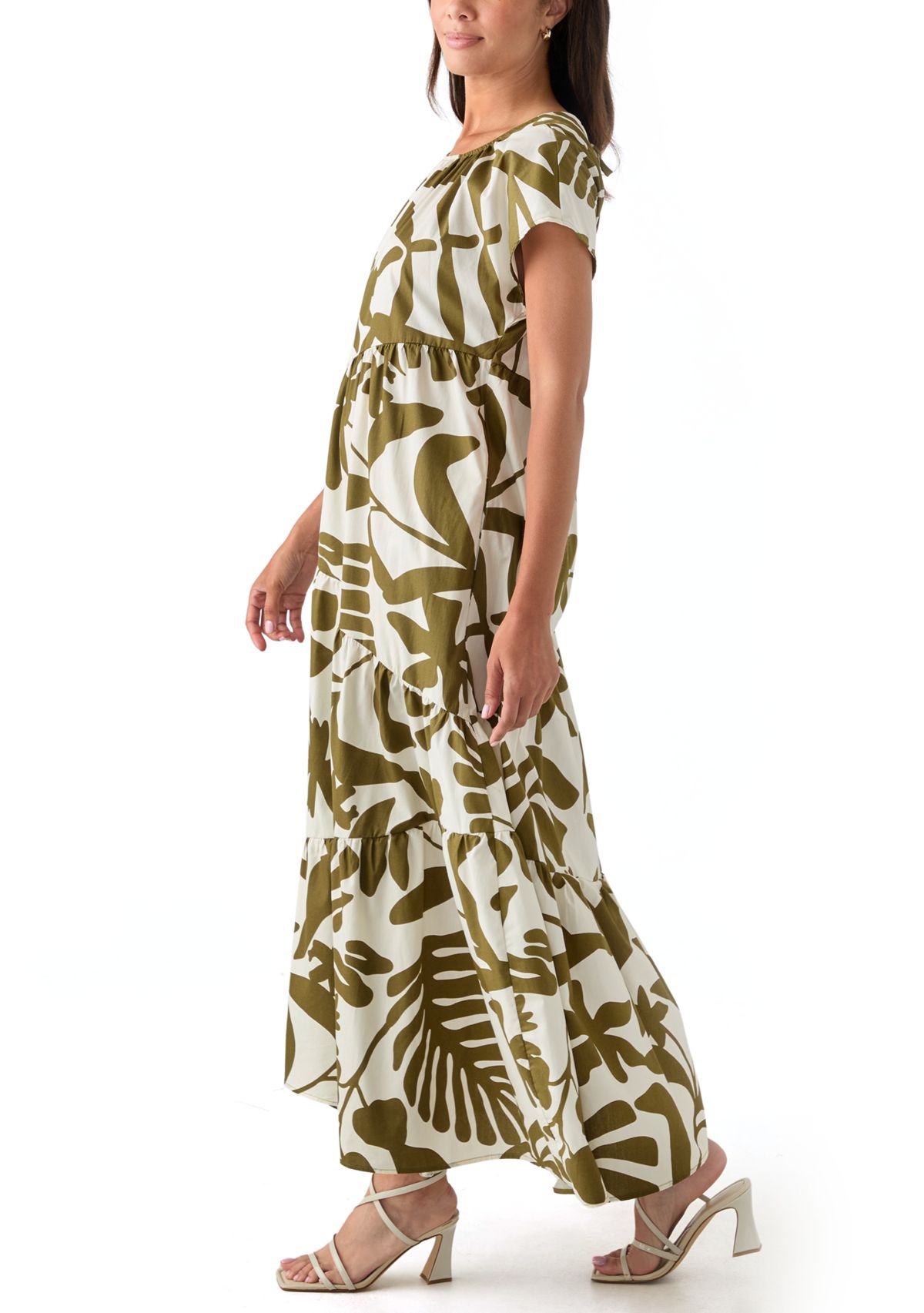 Womens Leaf Printed Maxi Dress