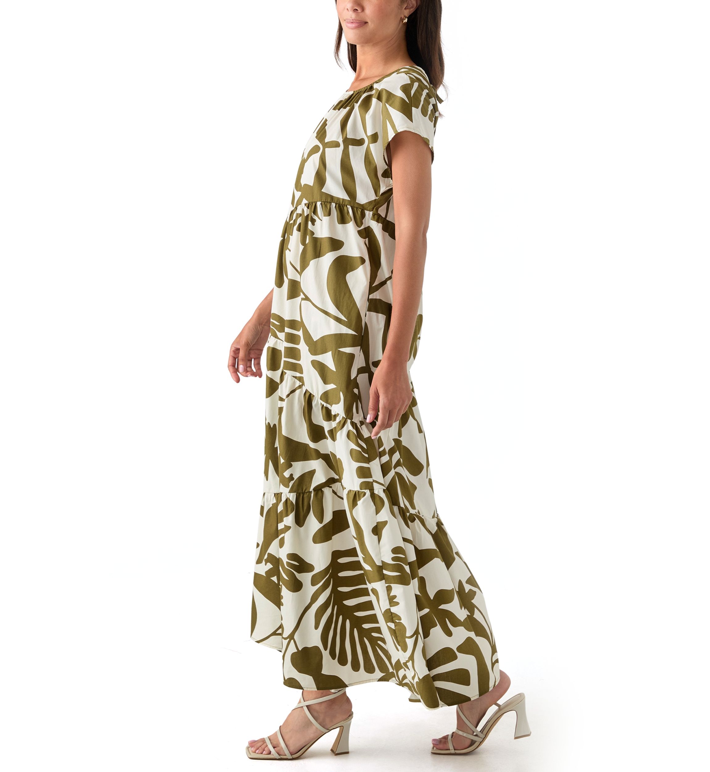 Womens Leaf Printed Maxi Dress