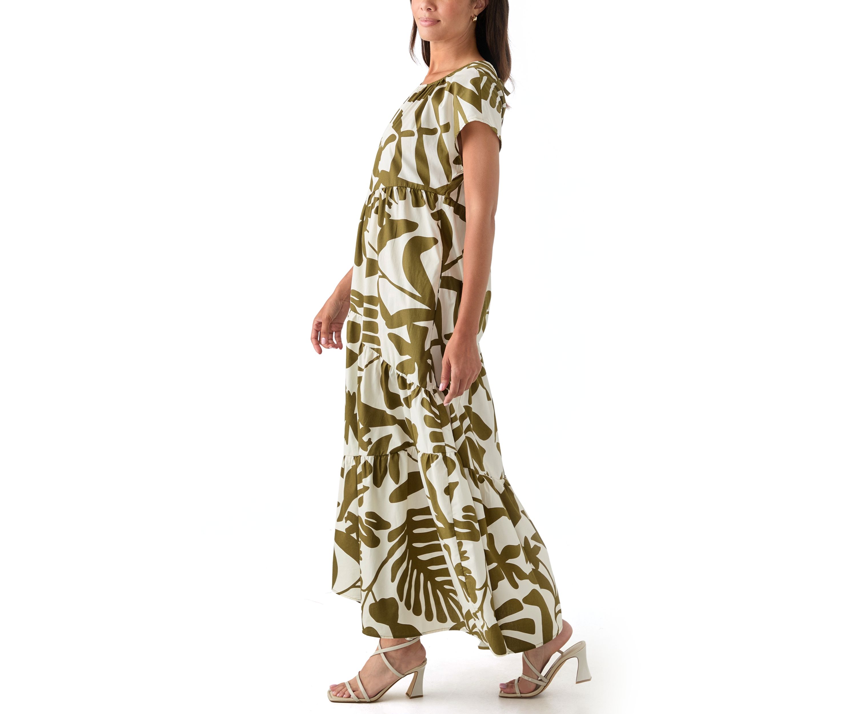 Womens Leaf Printed Maxi Dress