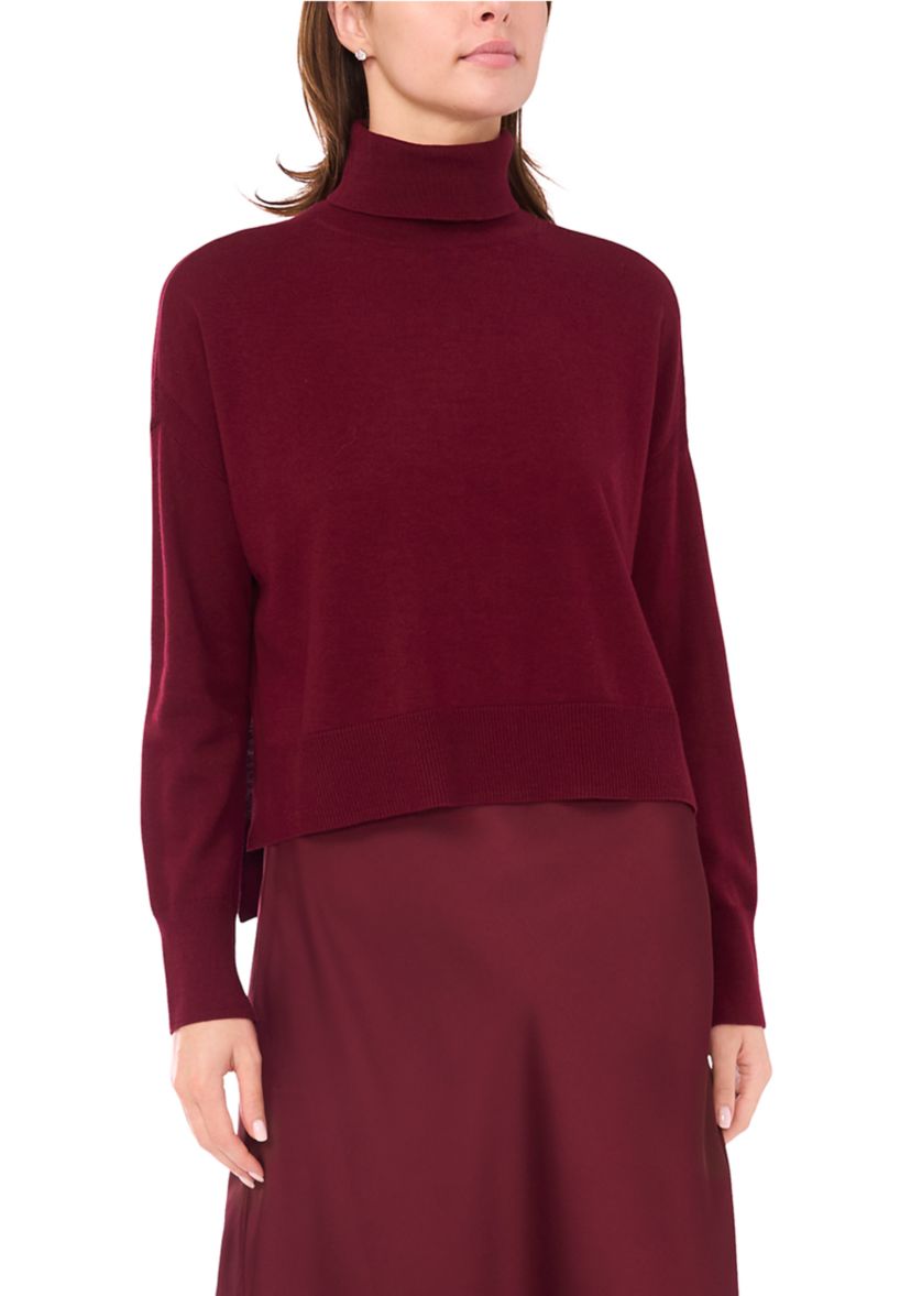 Womens Mock Neck Satin Sweater