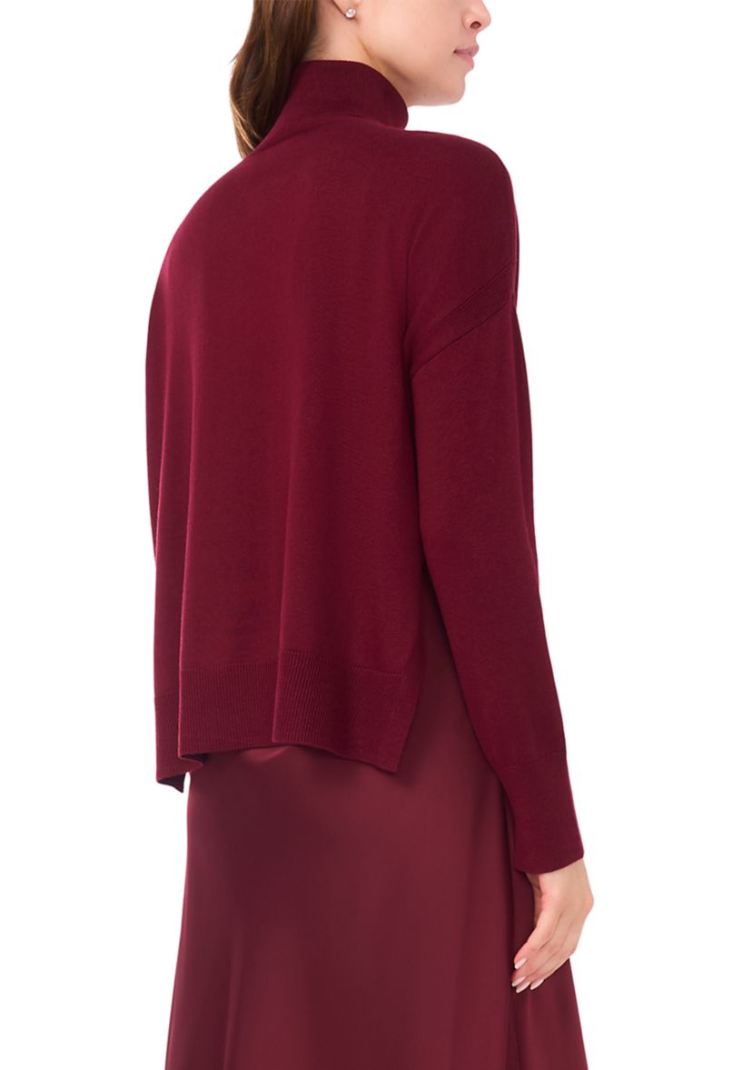 Womens Mock Neck Satin Sweater