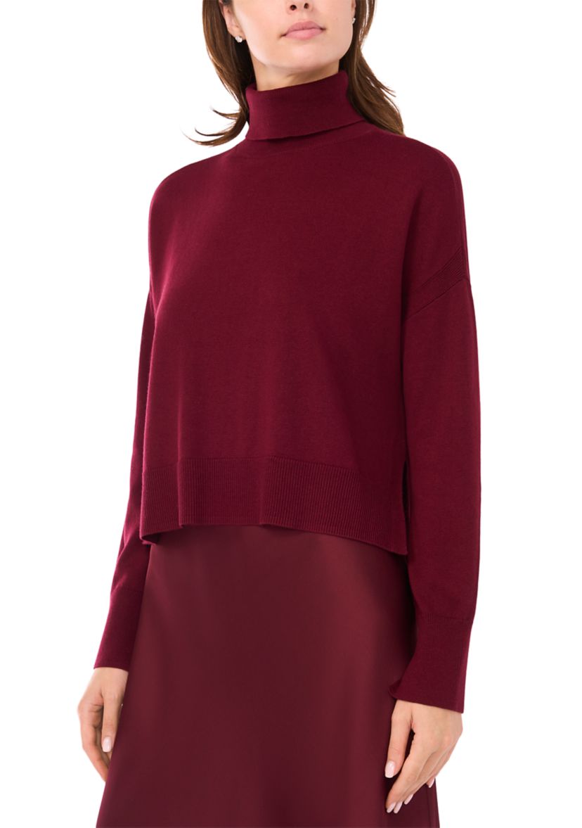 Womens Mock Neck Satin Sweater