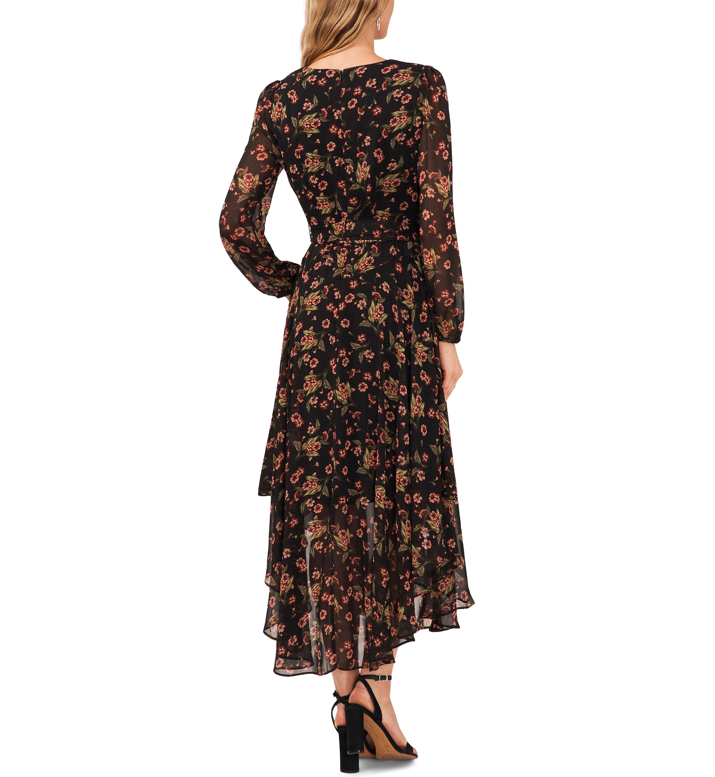 Womens Long Sleeve Floral Maxi Dress