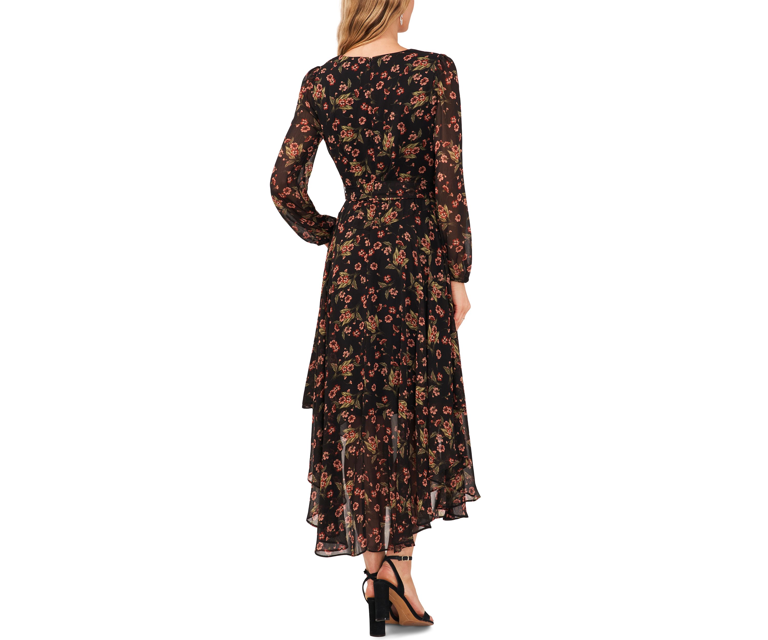 Womens Long Sleeve Floral Maxi Dress