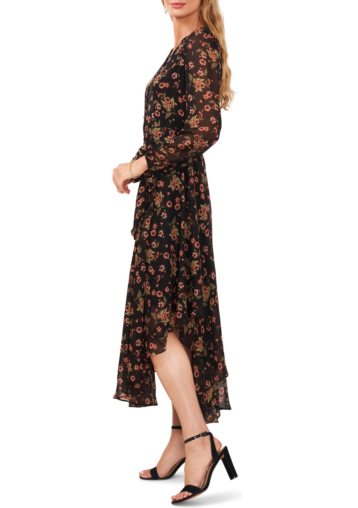Womens Long Sleeve Floral Maxi Dress