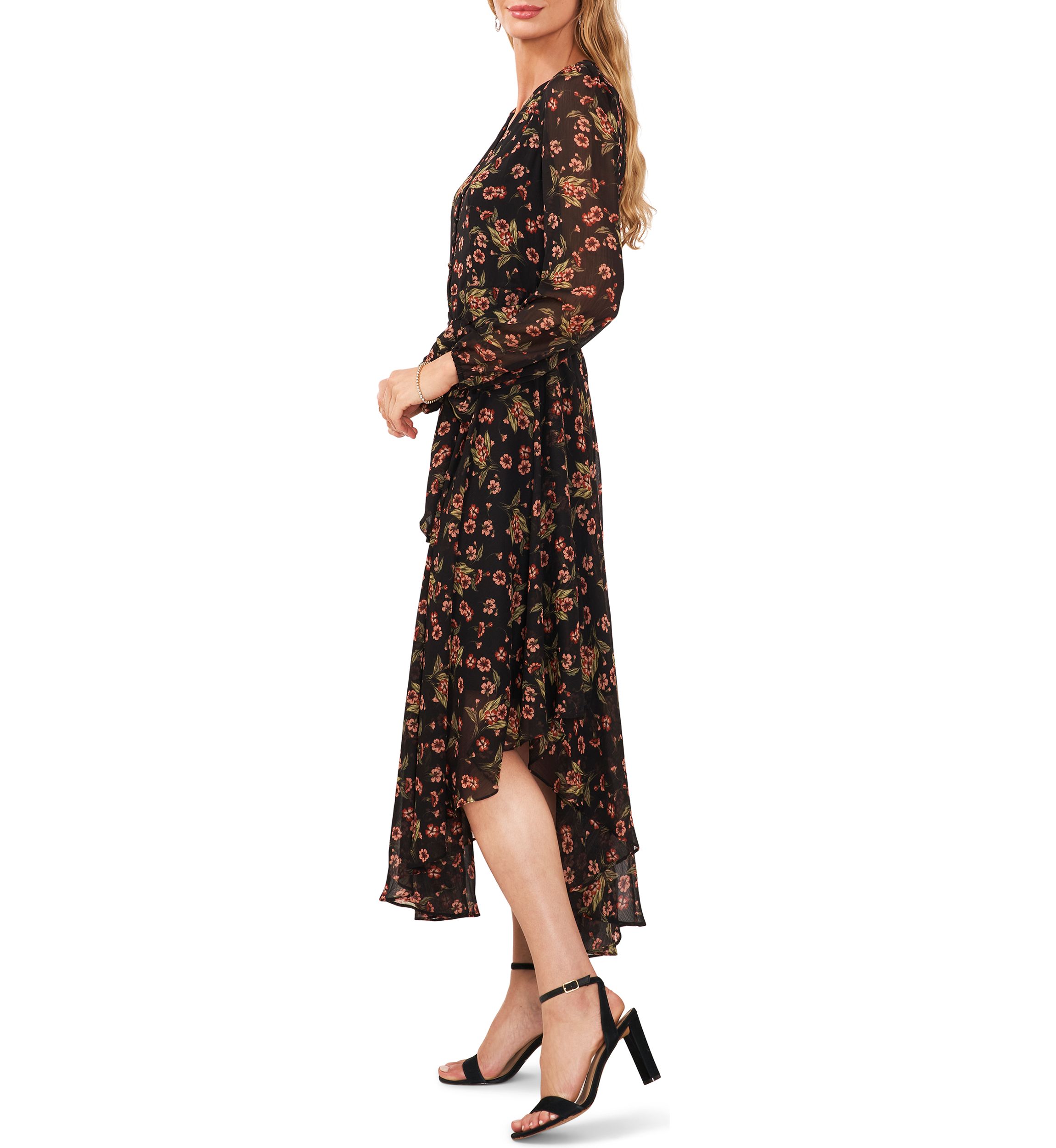 Womens Long Sleeve Floral Maxi Dress