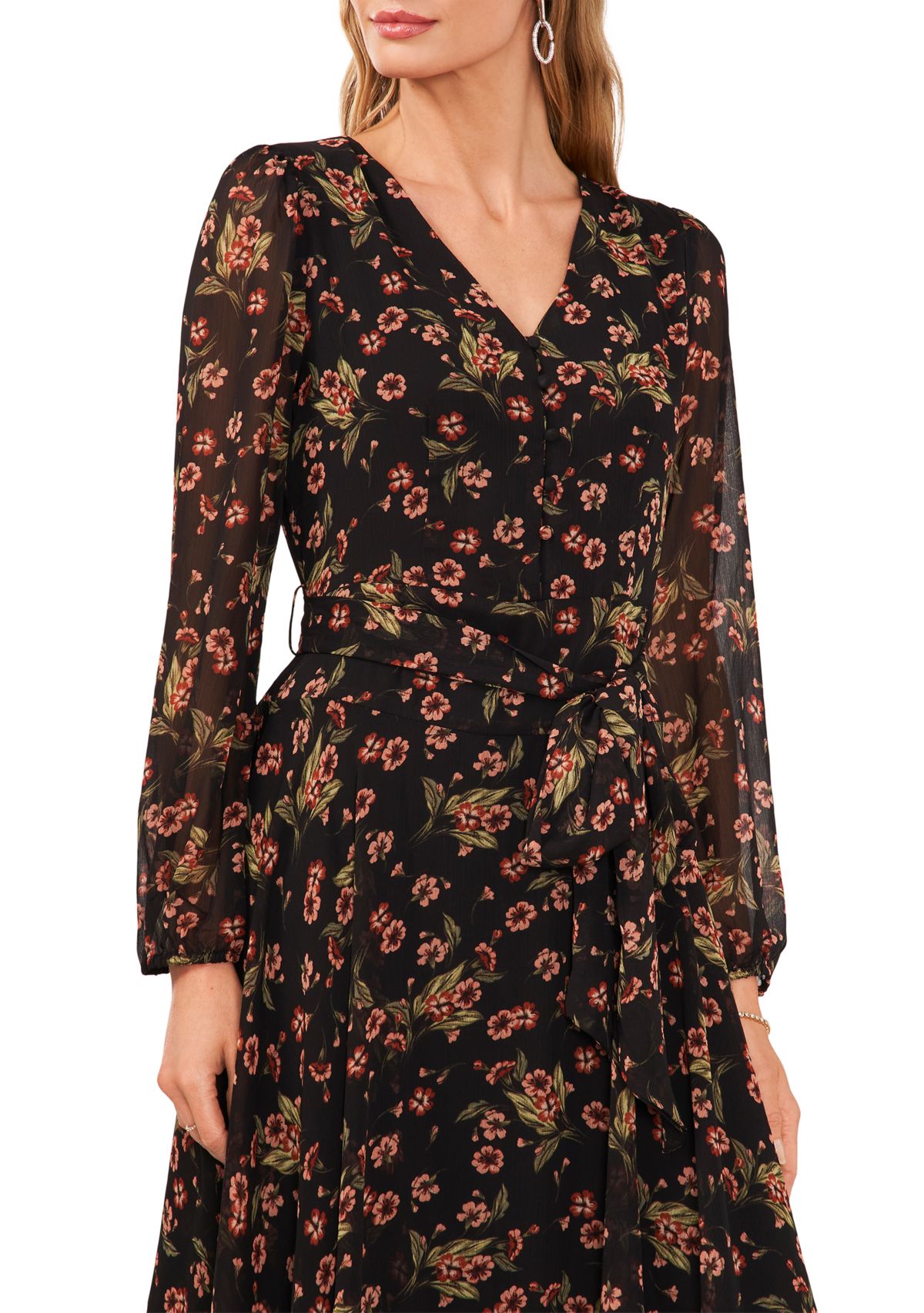 Womens Long Sleeve Floral Maxi Dress