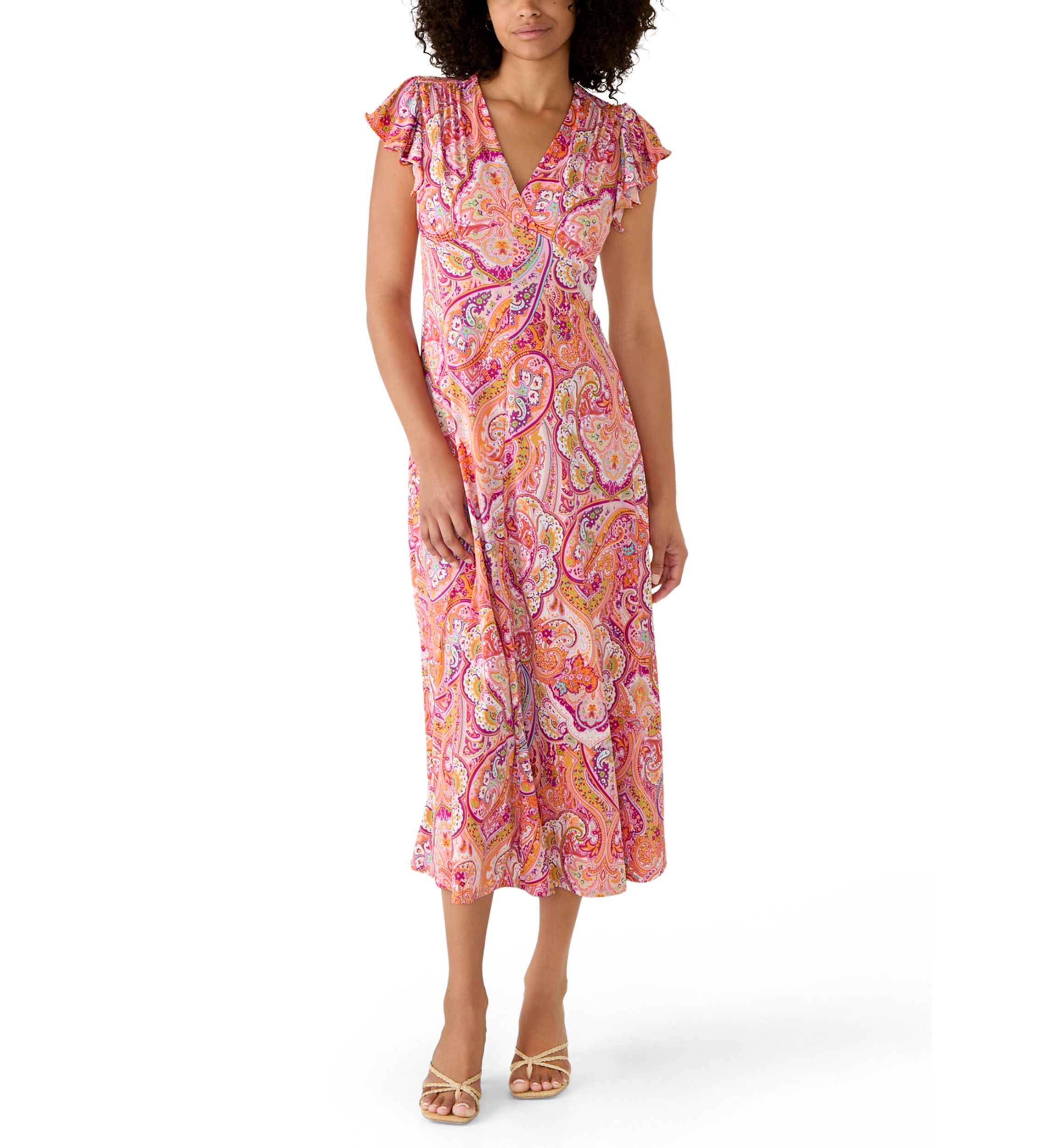 msk dresses women MSK Dress Womens S White Fit & Flare Maxi Hi-Low Floral Short Sleeve Lined