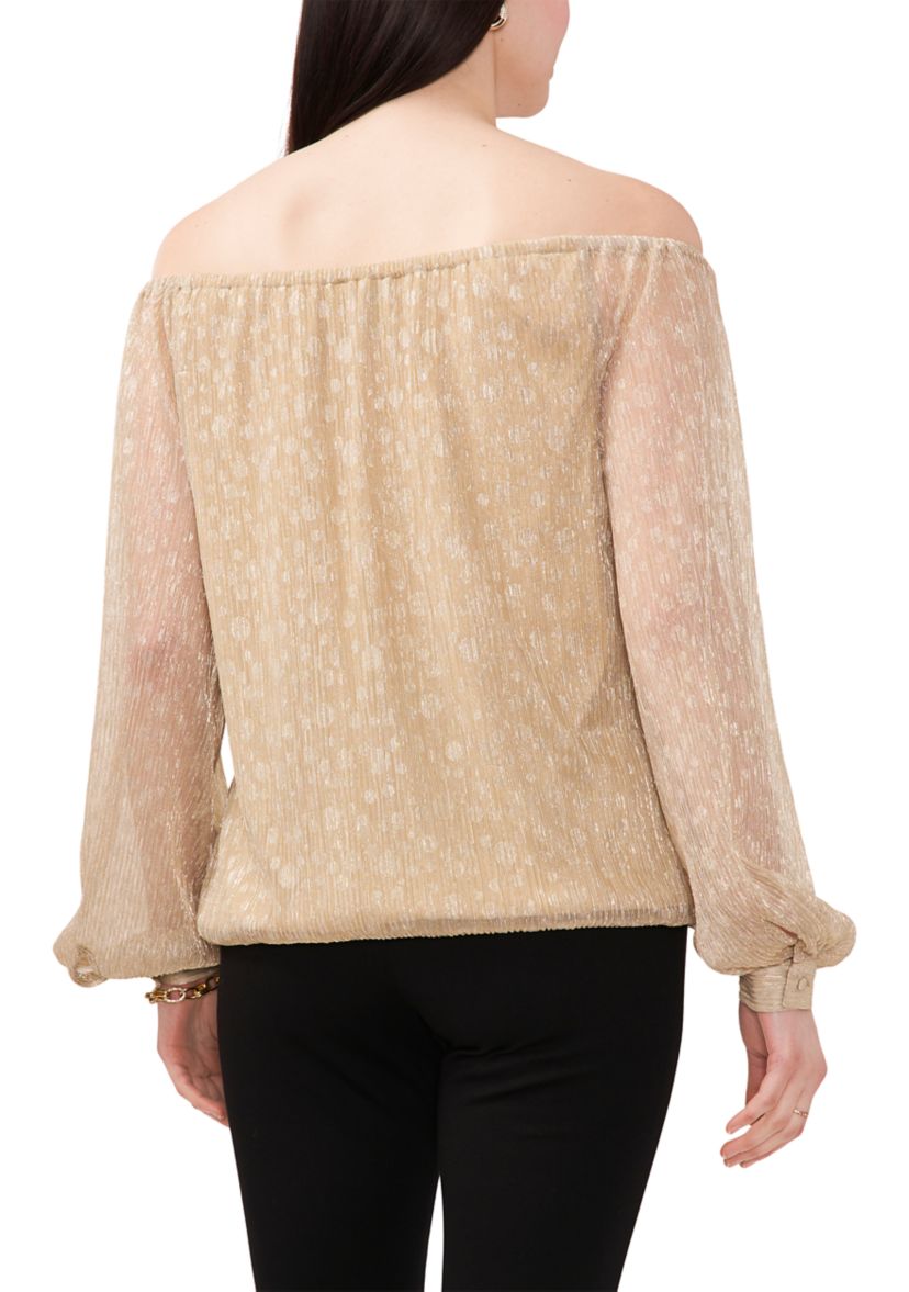 Womens Metallic Off-the-Shoulder Top 
