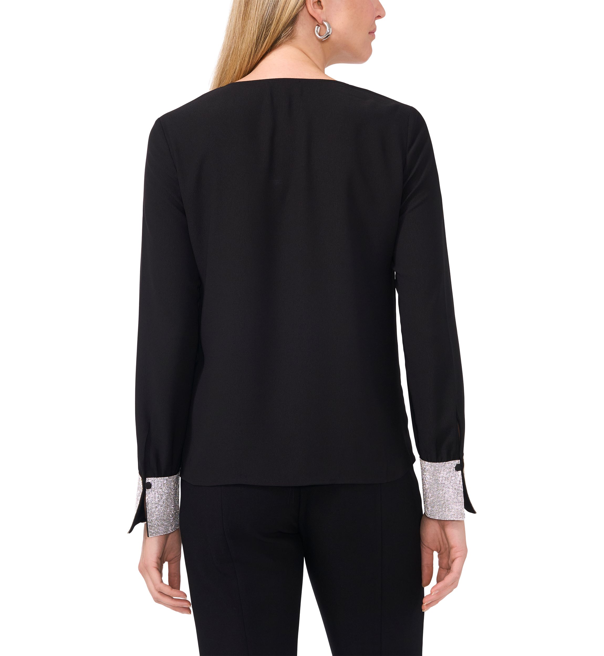 Womens Long Sleeve Glitter V-Neck Top