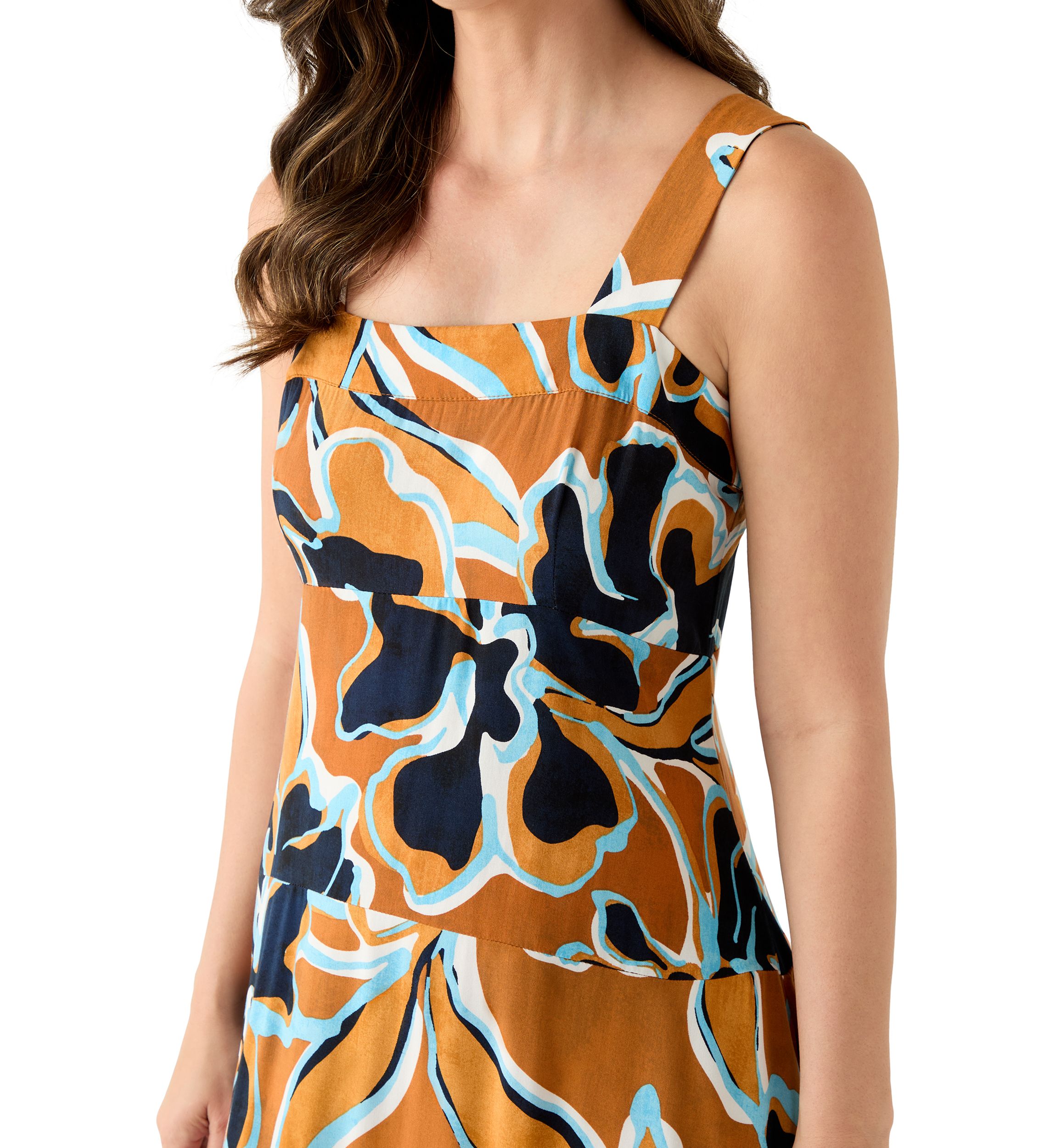 Womens Challis Smocked Maxi Dress