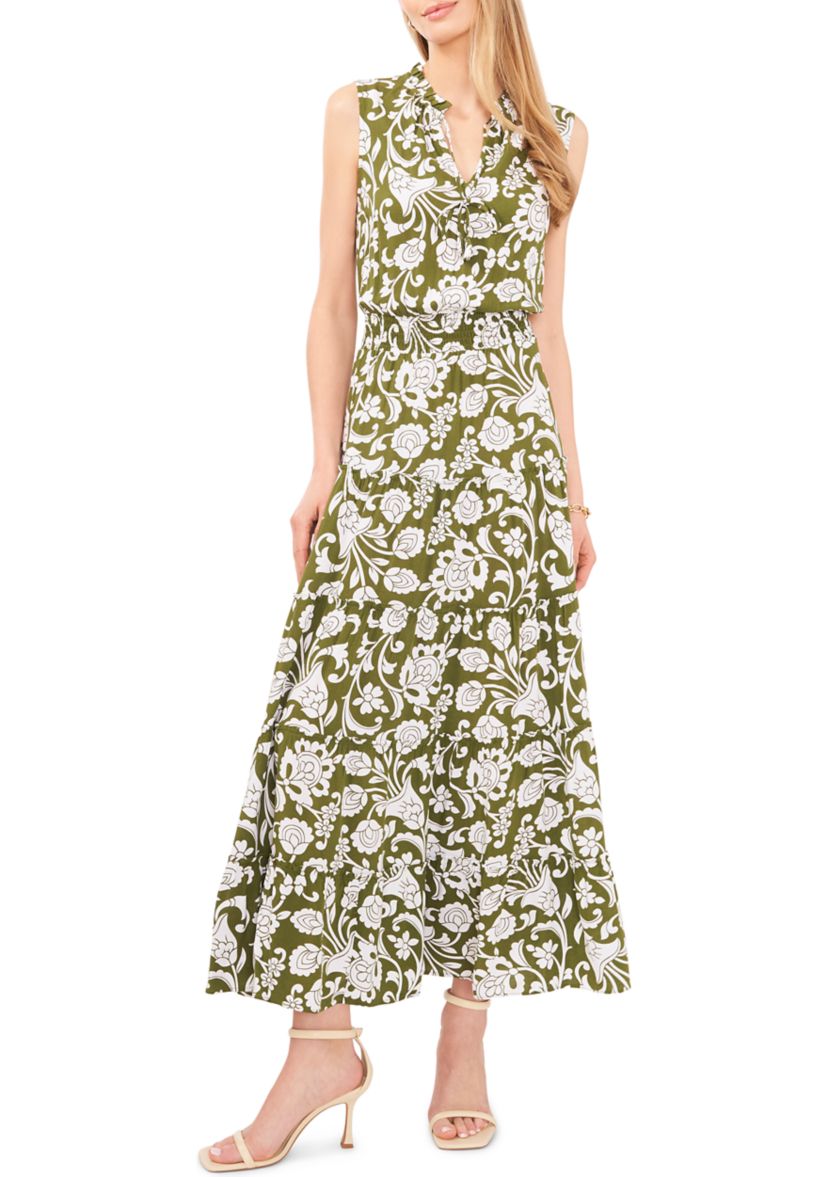 Womens Smocked Waist Tiered Maxi Dress