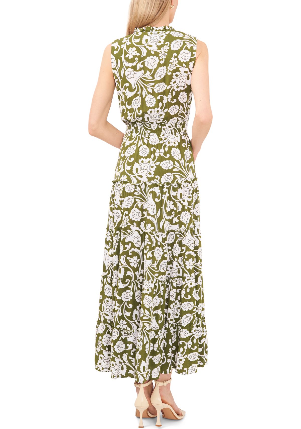 Womens Smocked Waist Tiered Maxi Dress