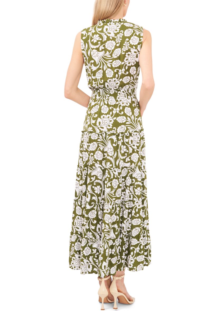 Womens Smocked Waist Tiered Maxi Dress