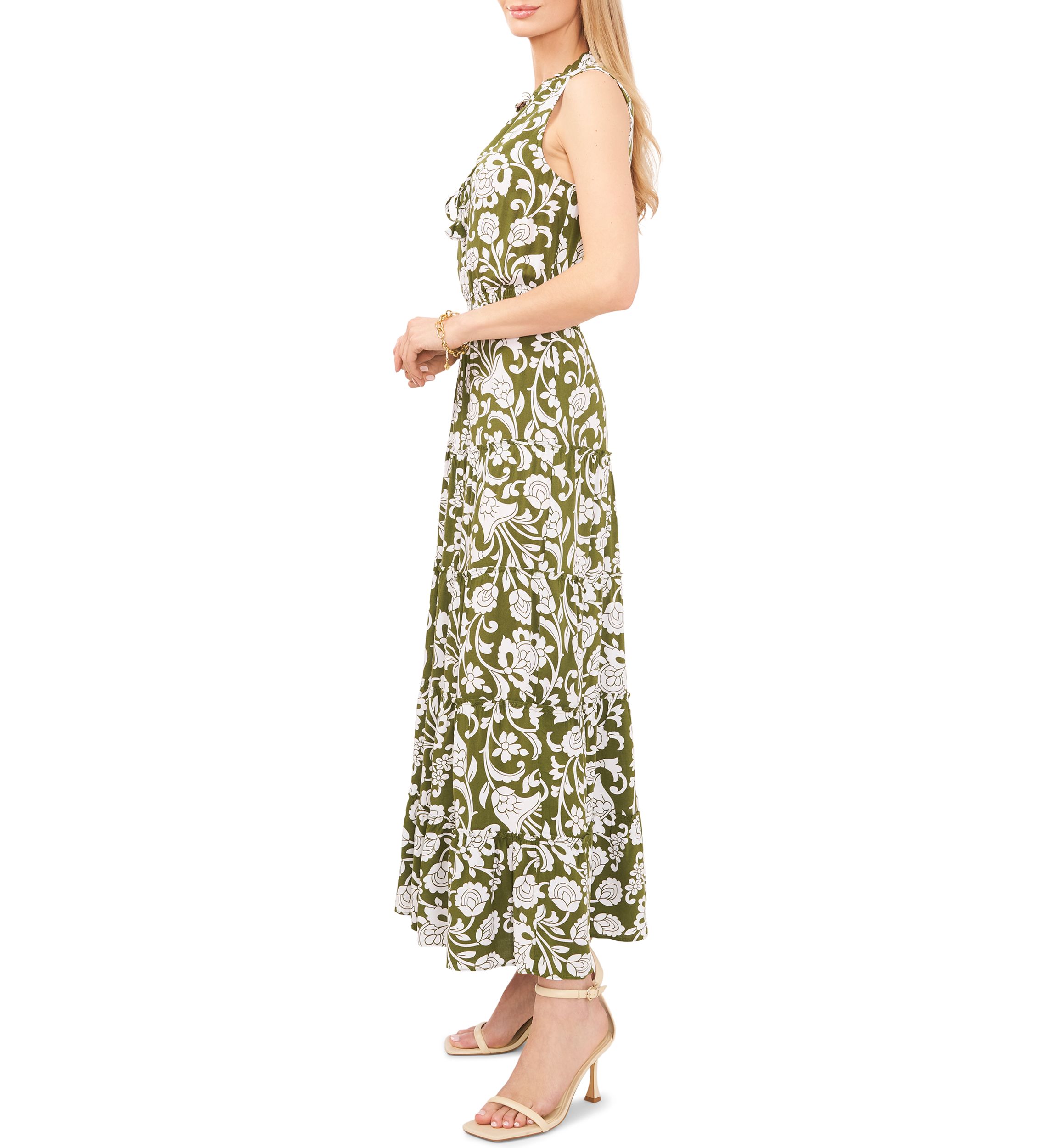 Womens Smocked Waist Tiered Maxi Dress