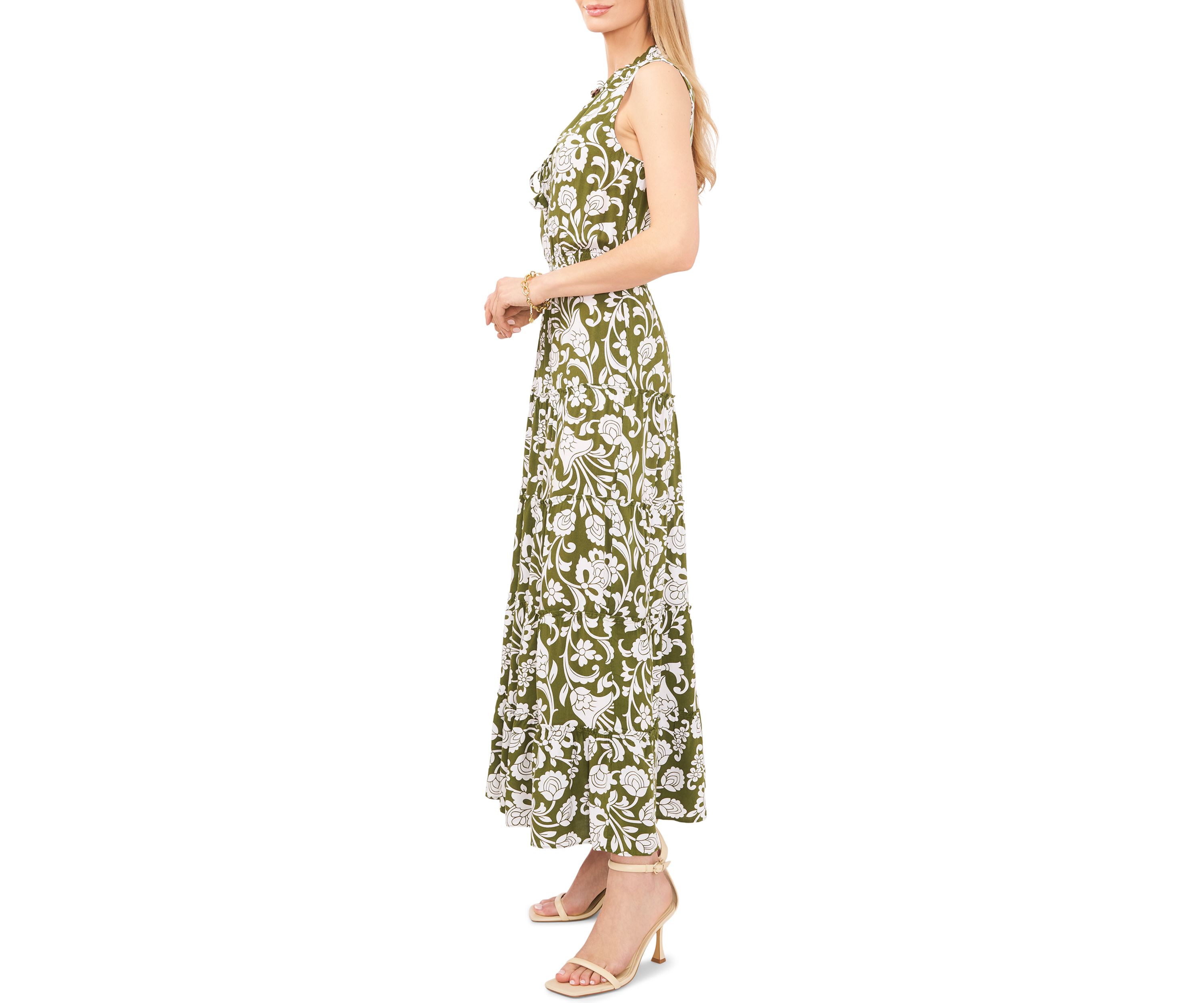 Womens Smocked Waist Tiered Maxi Dress