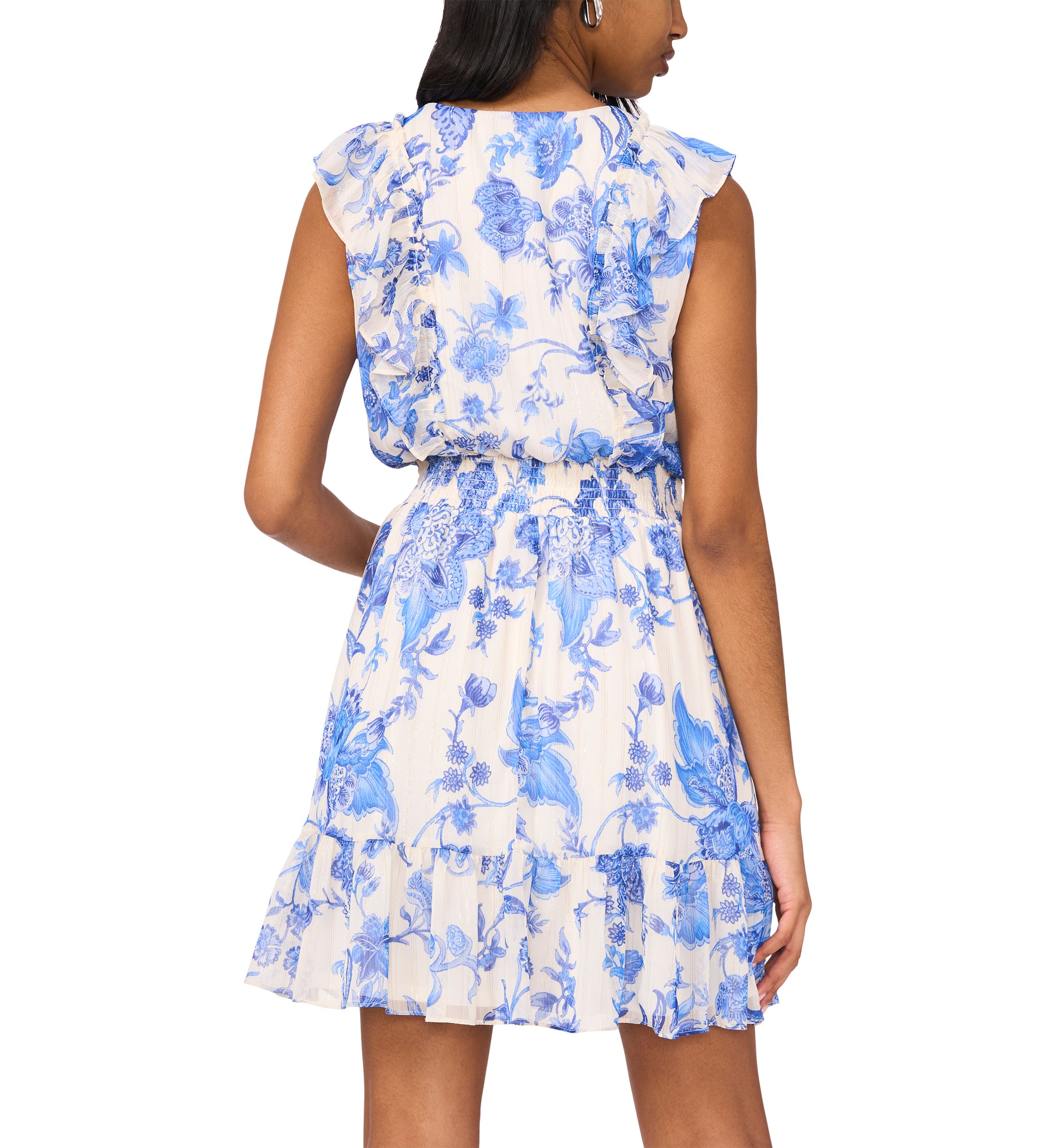 Womens Sleeveless V-Neck Paisley A-Line Dress