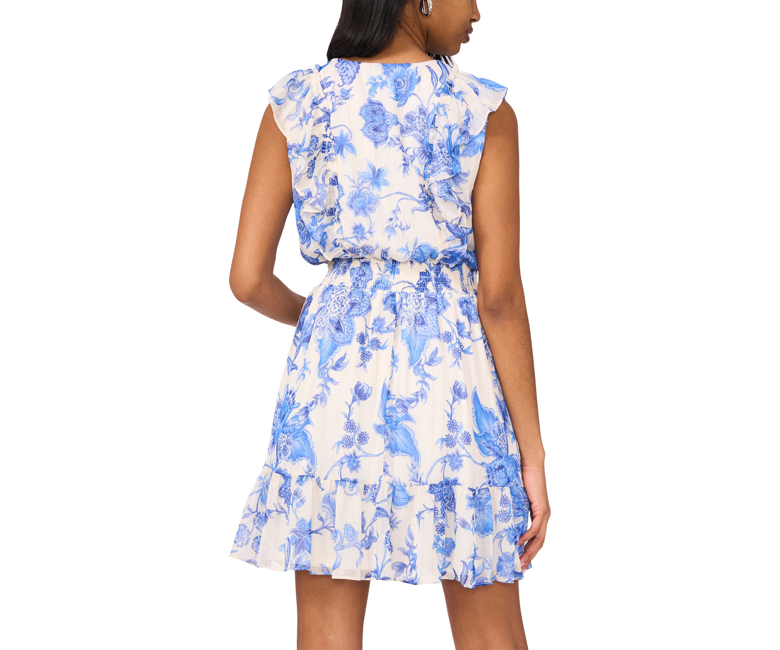 Womens Sleeveless V-Neck Paisley A-Line Dress