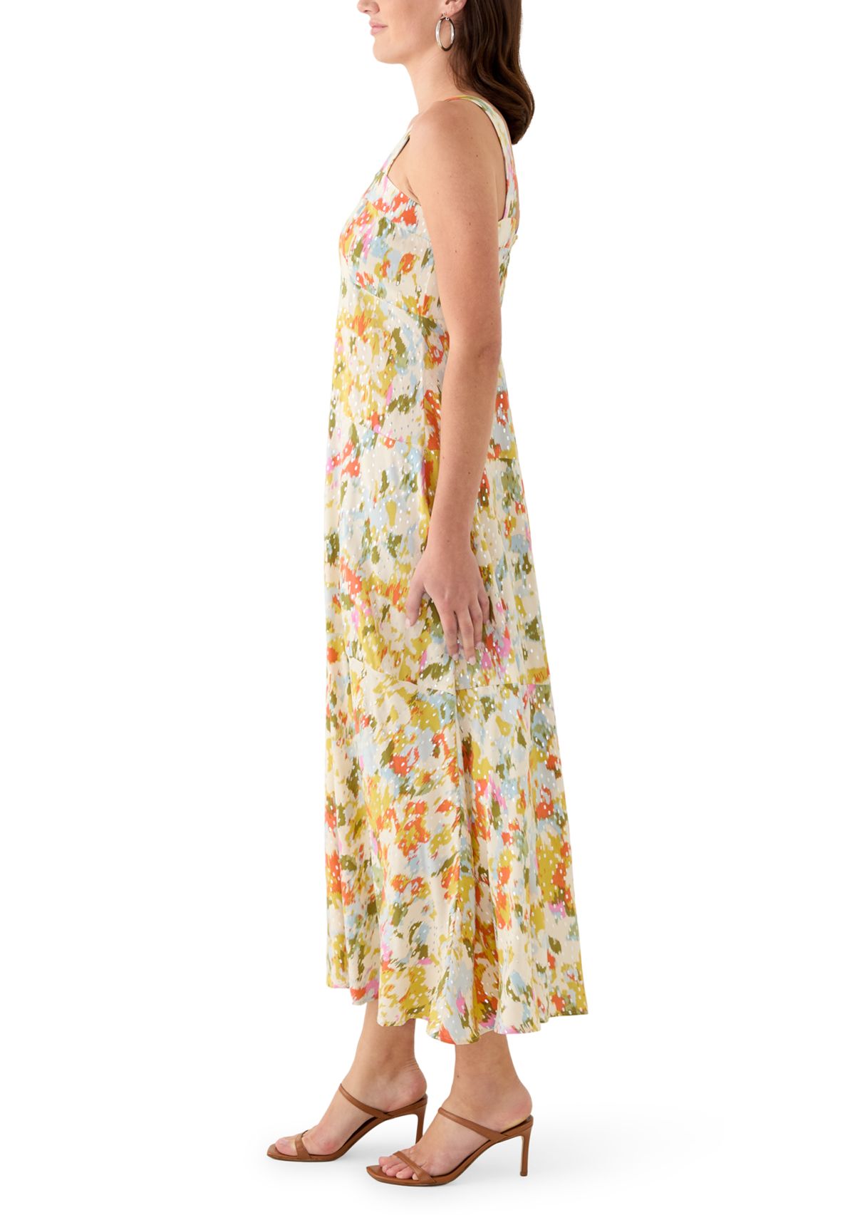 Womens Smocked Back Challis Maxi Dress