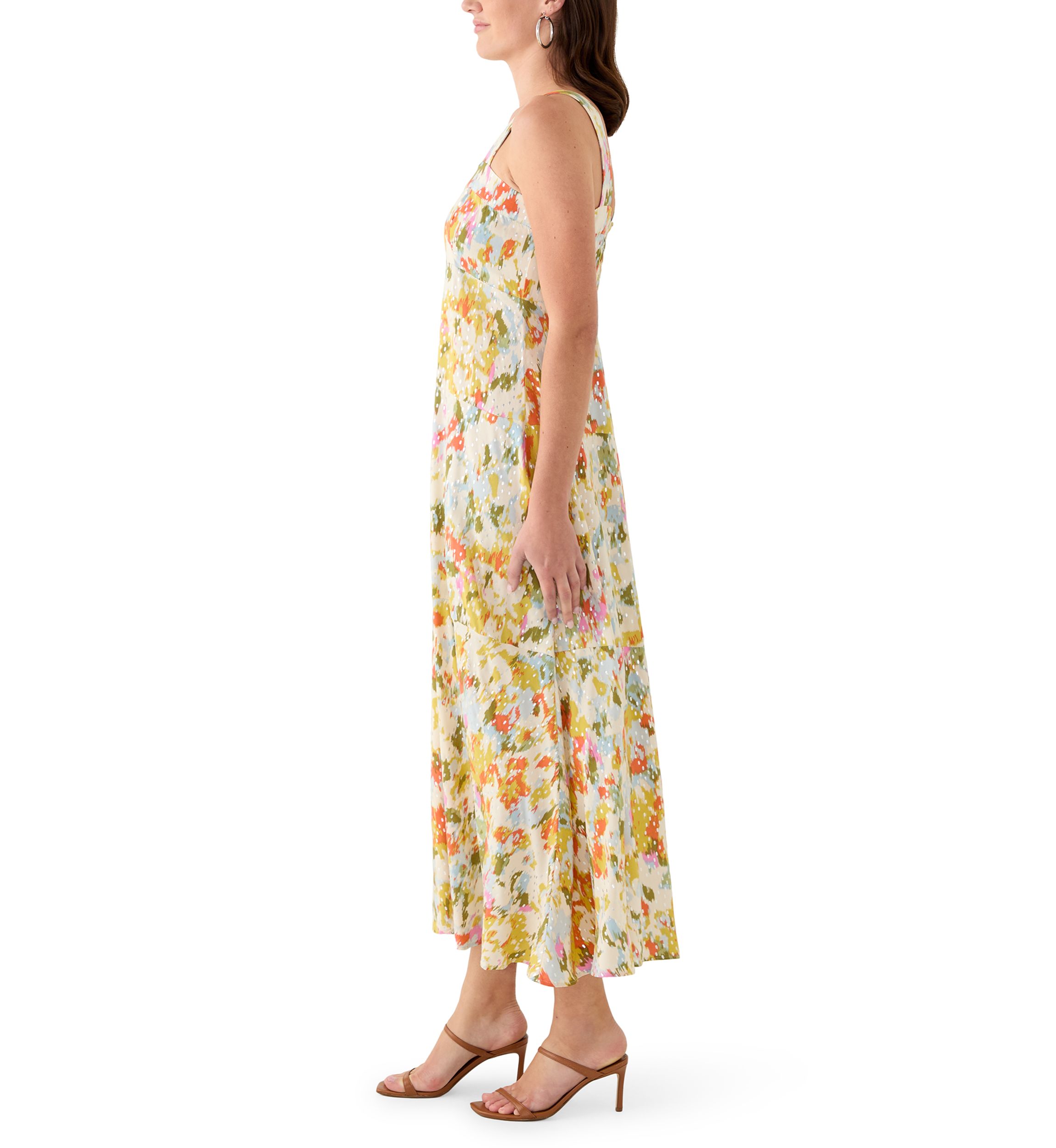 Womens Smocked Back Challis Maxi Dress