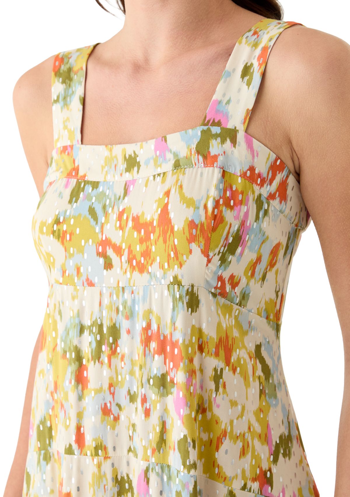 Womens Smocked Back Challis Maxi Dress