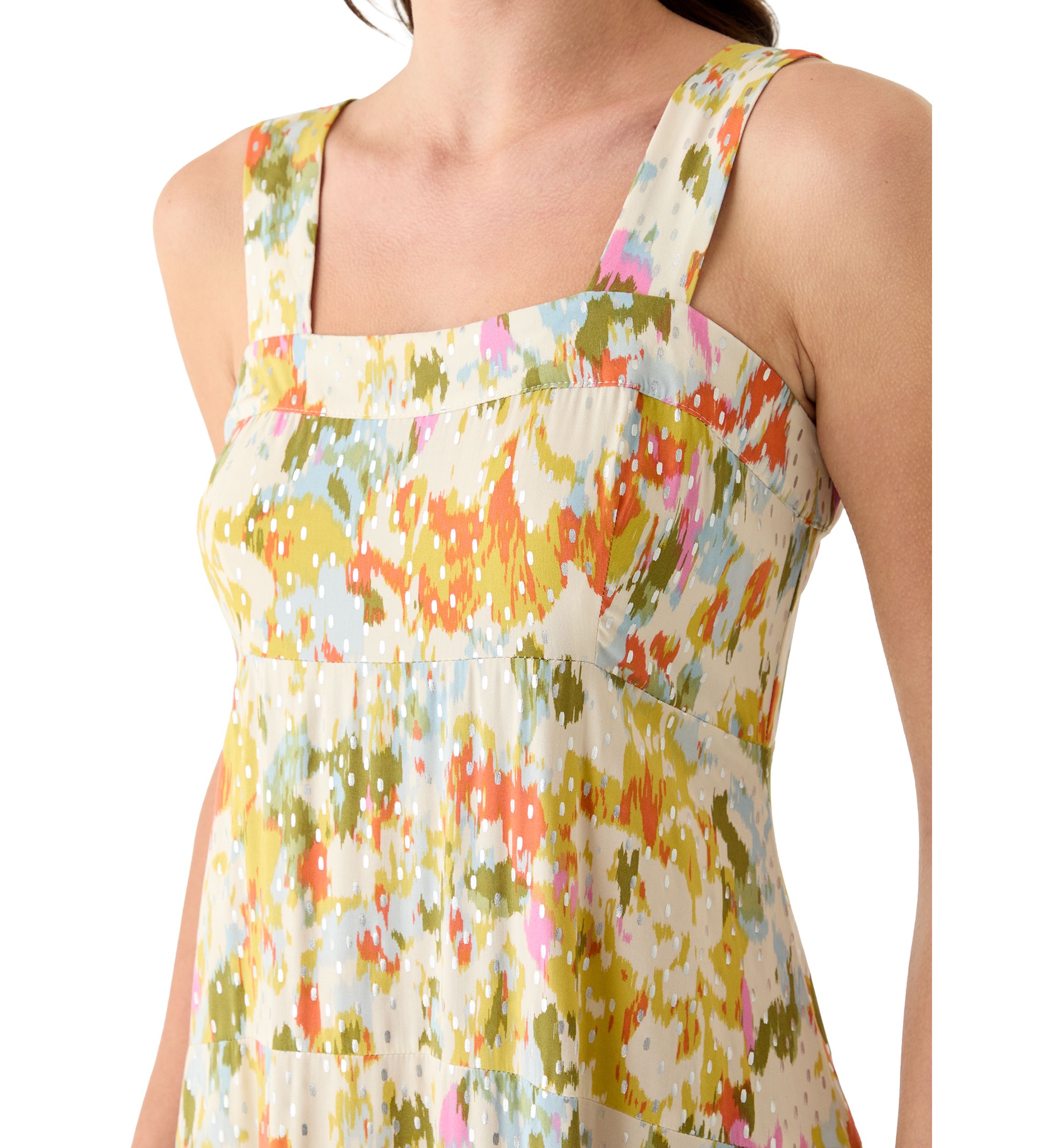 Womens Smocked Back Challis Maxi Dress
