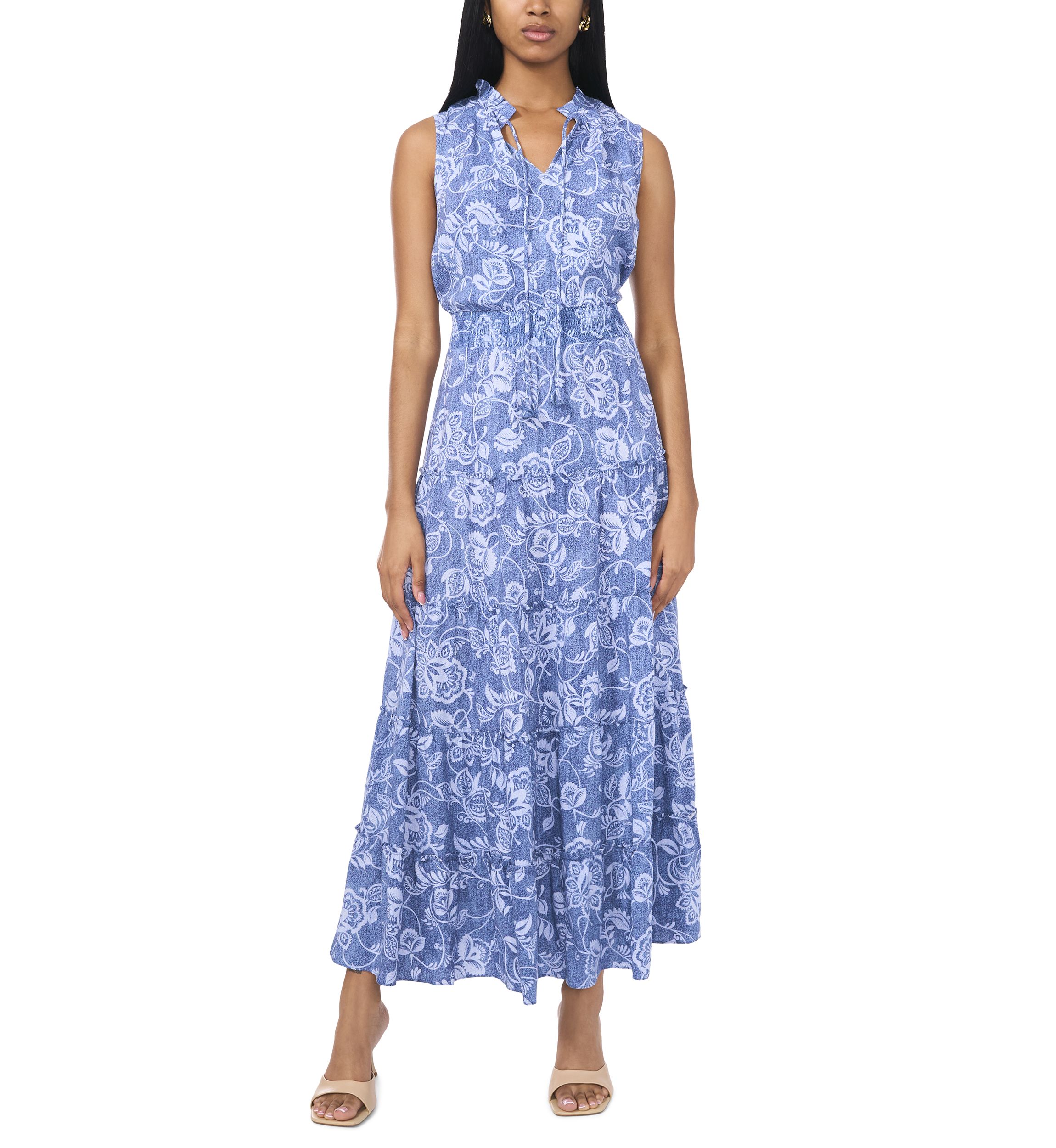Womens Sleeveless Floral Printed Dress