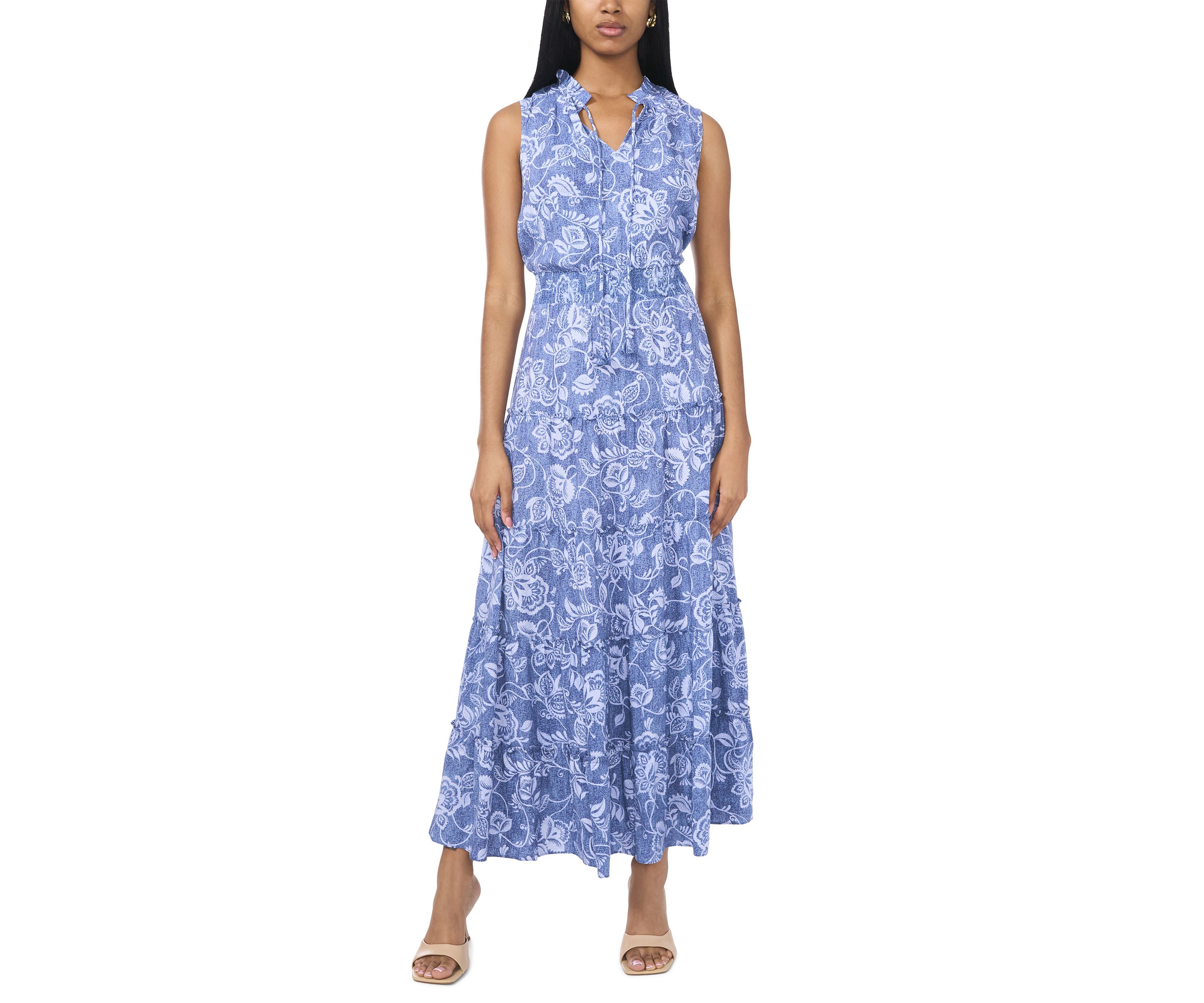 Womens Sleeveless Floral Printed Dress