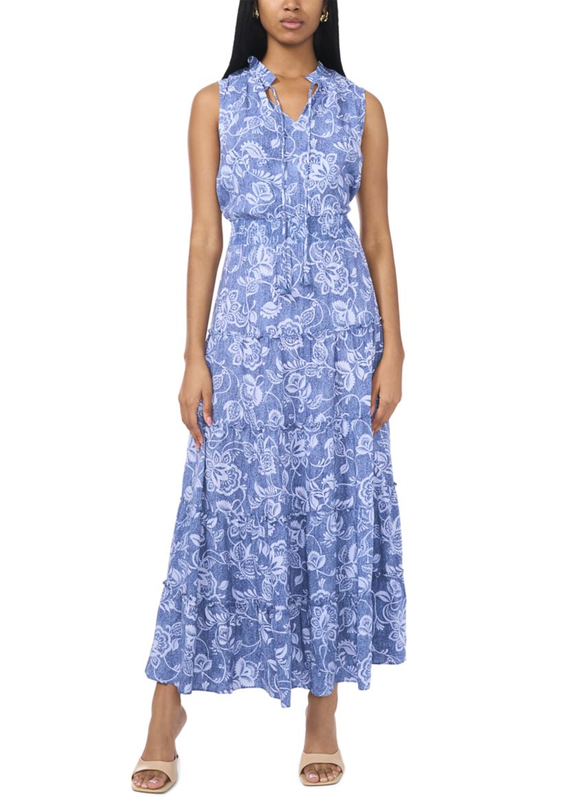 Womens Sleeveless Floral Printed Dress