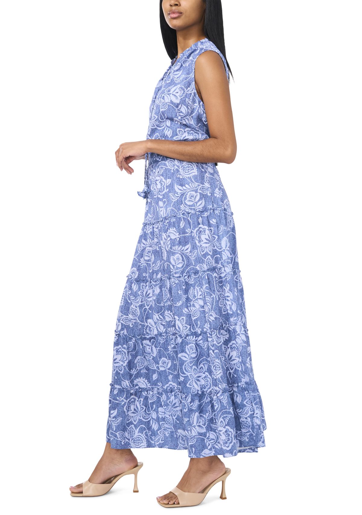 Womens Sleeveless Floral Printed Dress