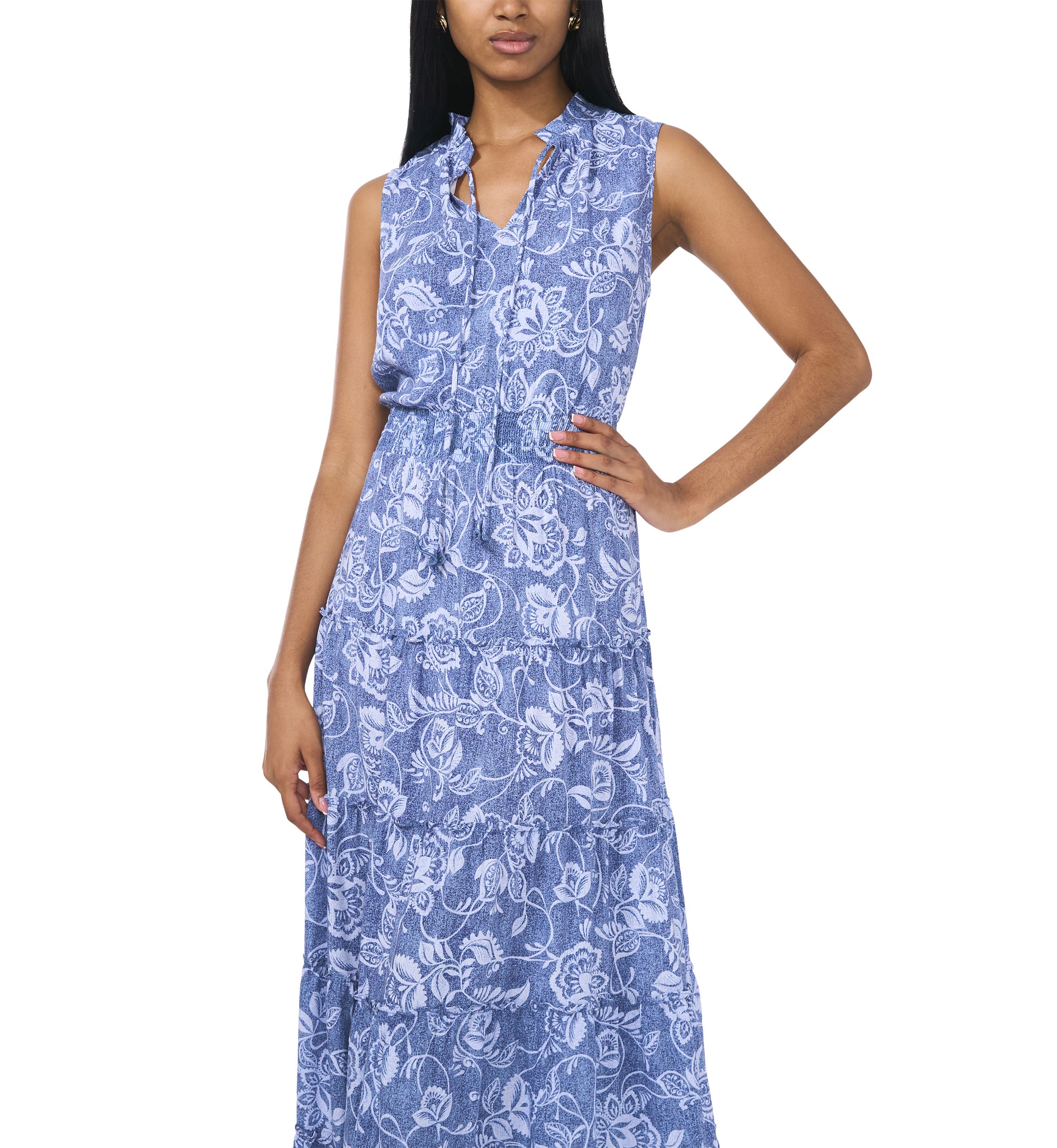 Womens Sleeveless Floral Printed Dress