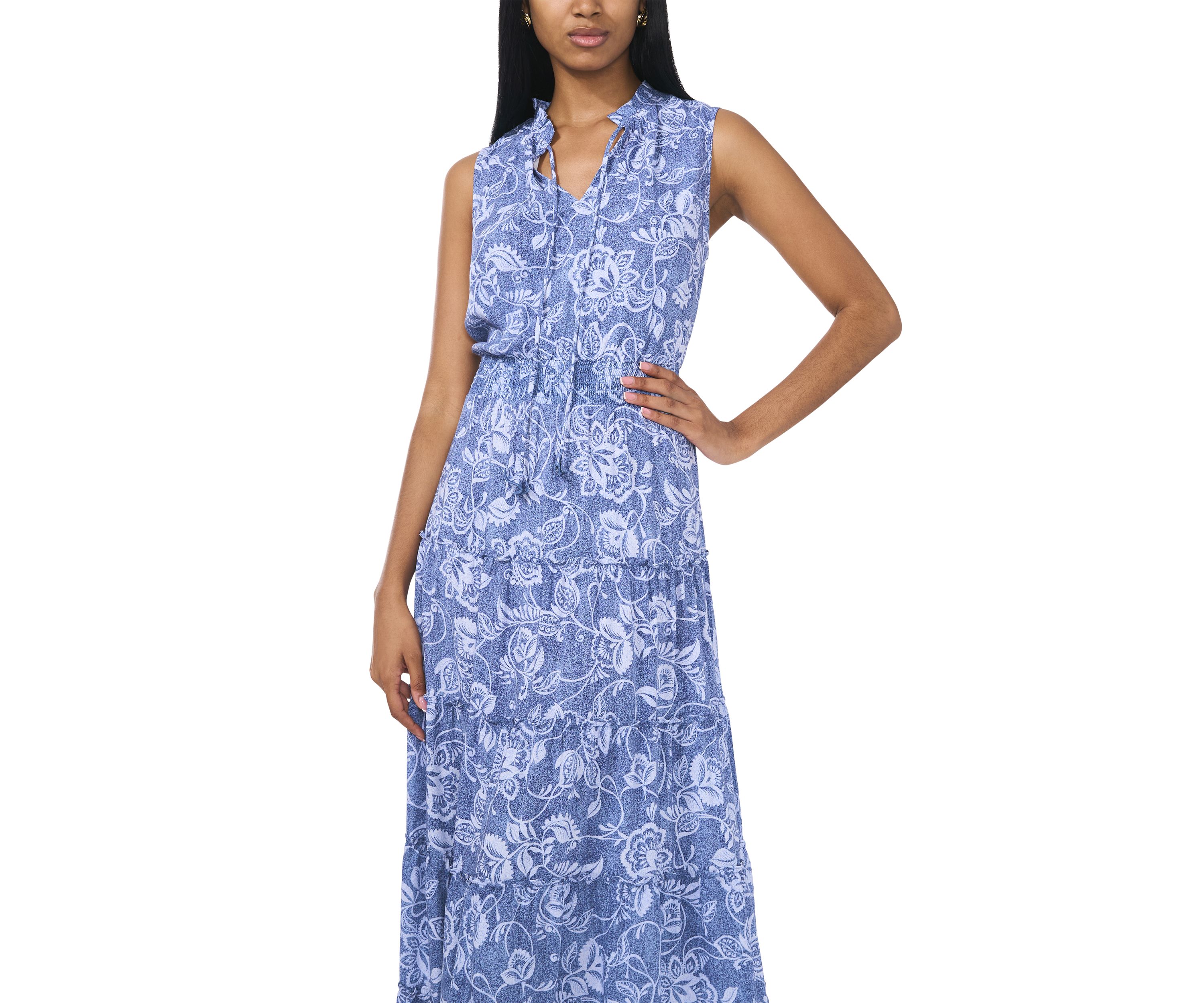 Womens Sleeveless Floral Printed Dress