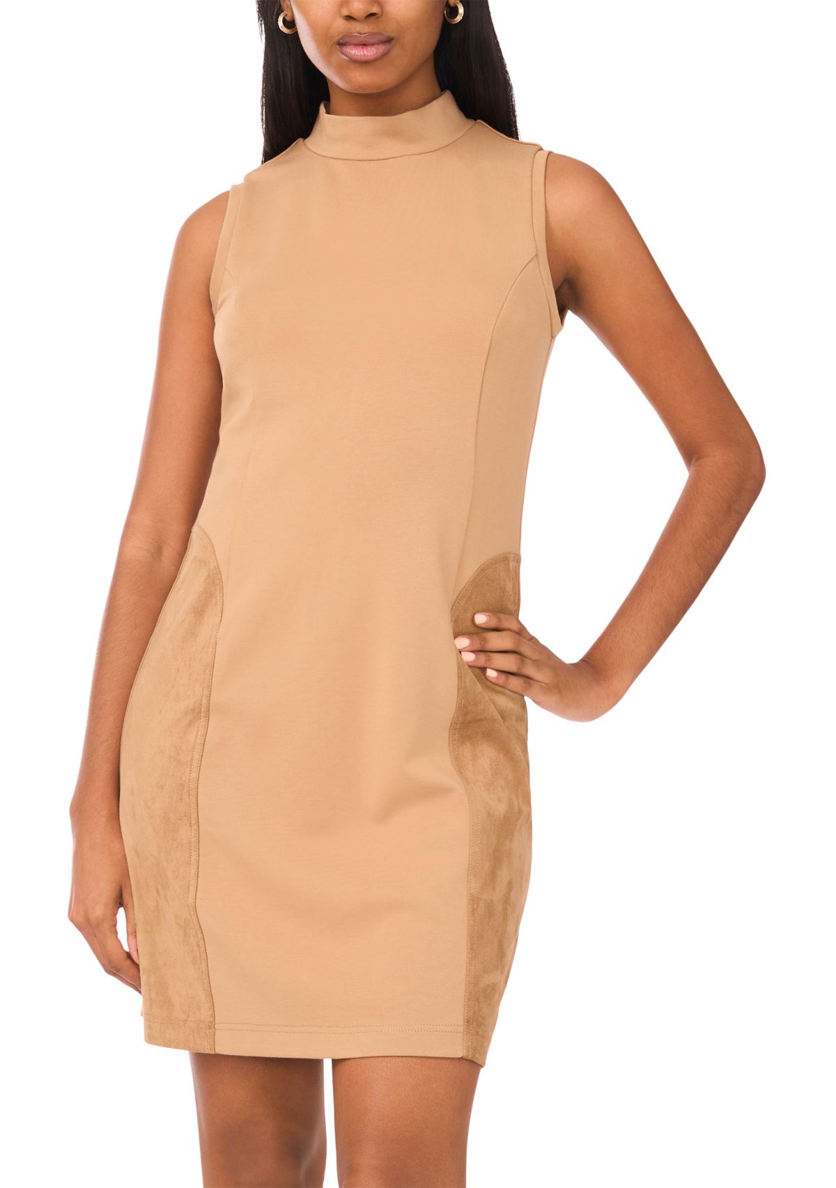 Womens Sleeveless Suede Mini Dress