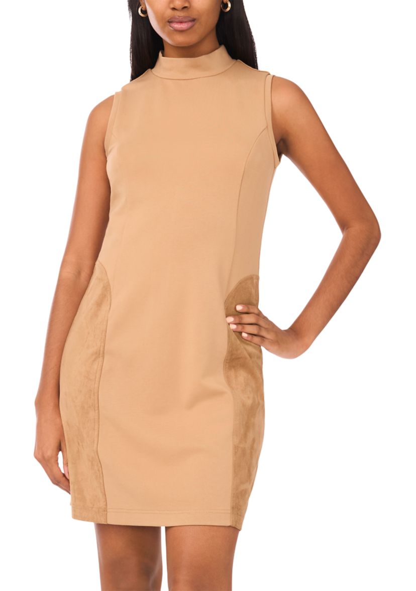 Womens Sleeveless Suede Mini Dress