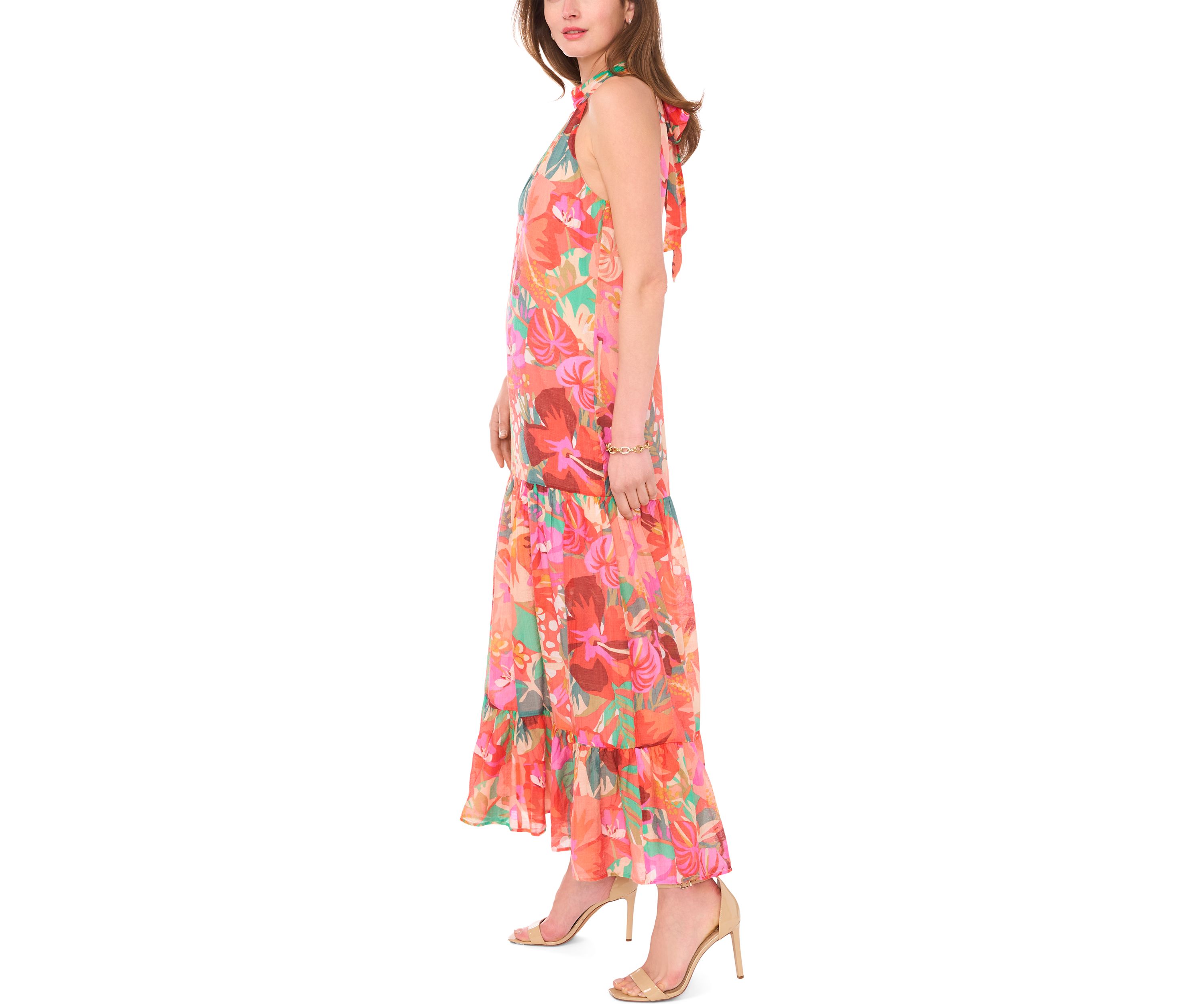 Women's Sleeveless Halter Neck Striped Maxi Dress UK