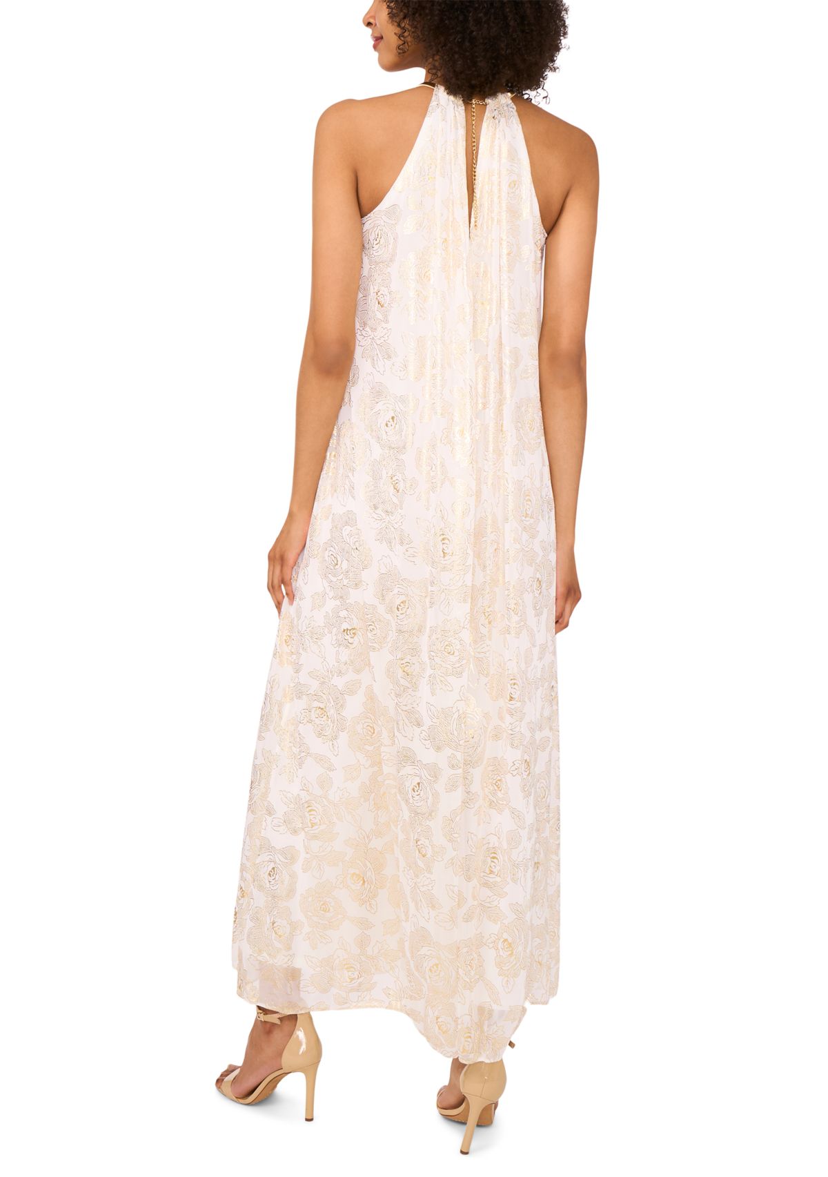 Womens Sleeveless Halter Chiffon Jumpsuit