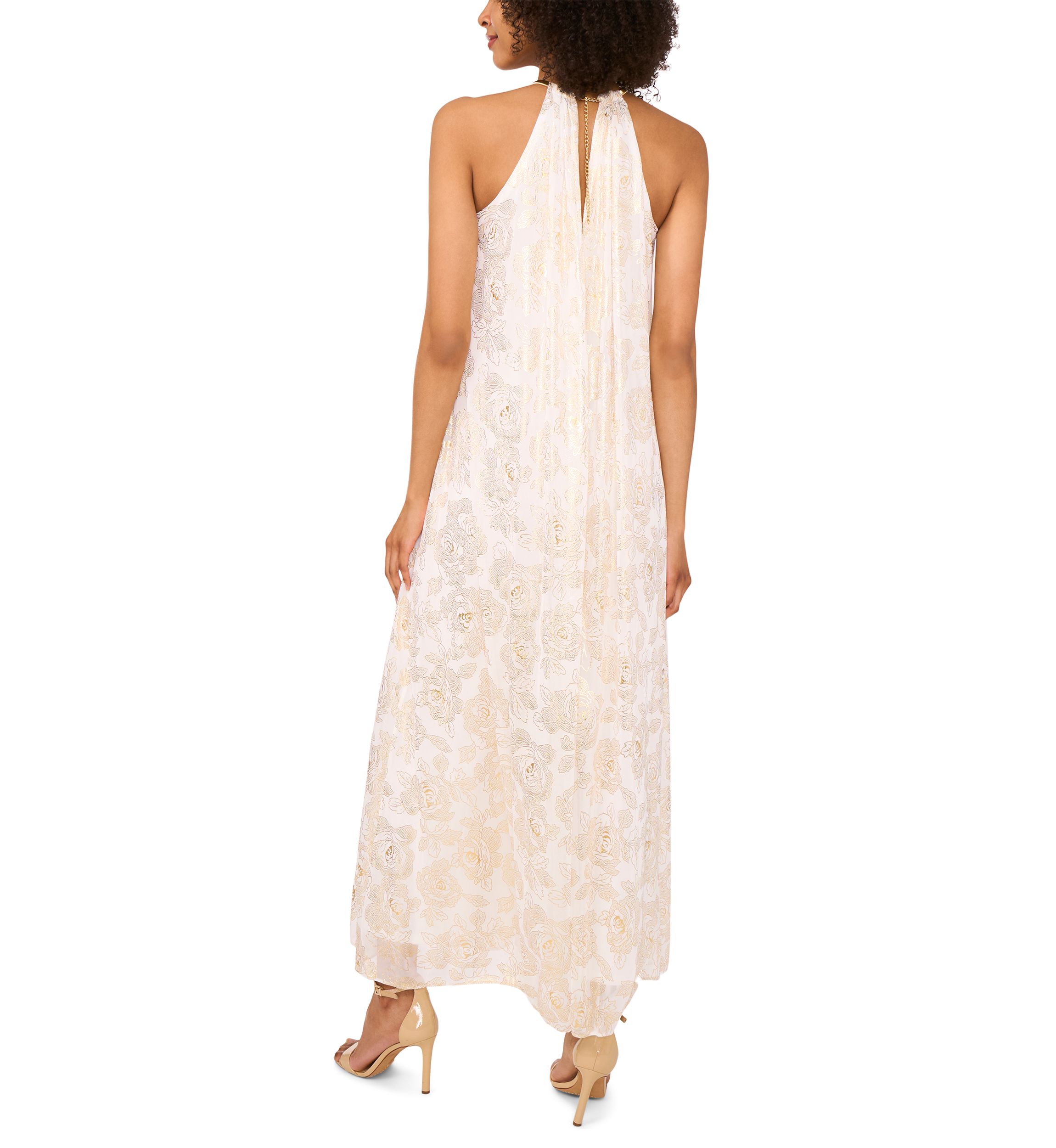 Womens Sleeveless Halter Chiffon Jumpsuit