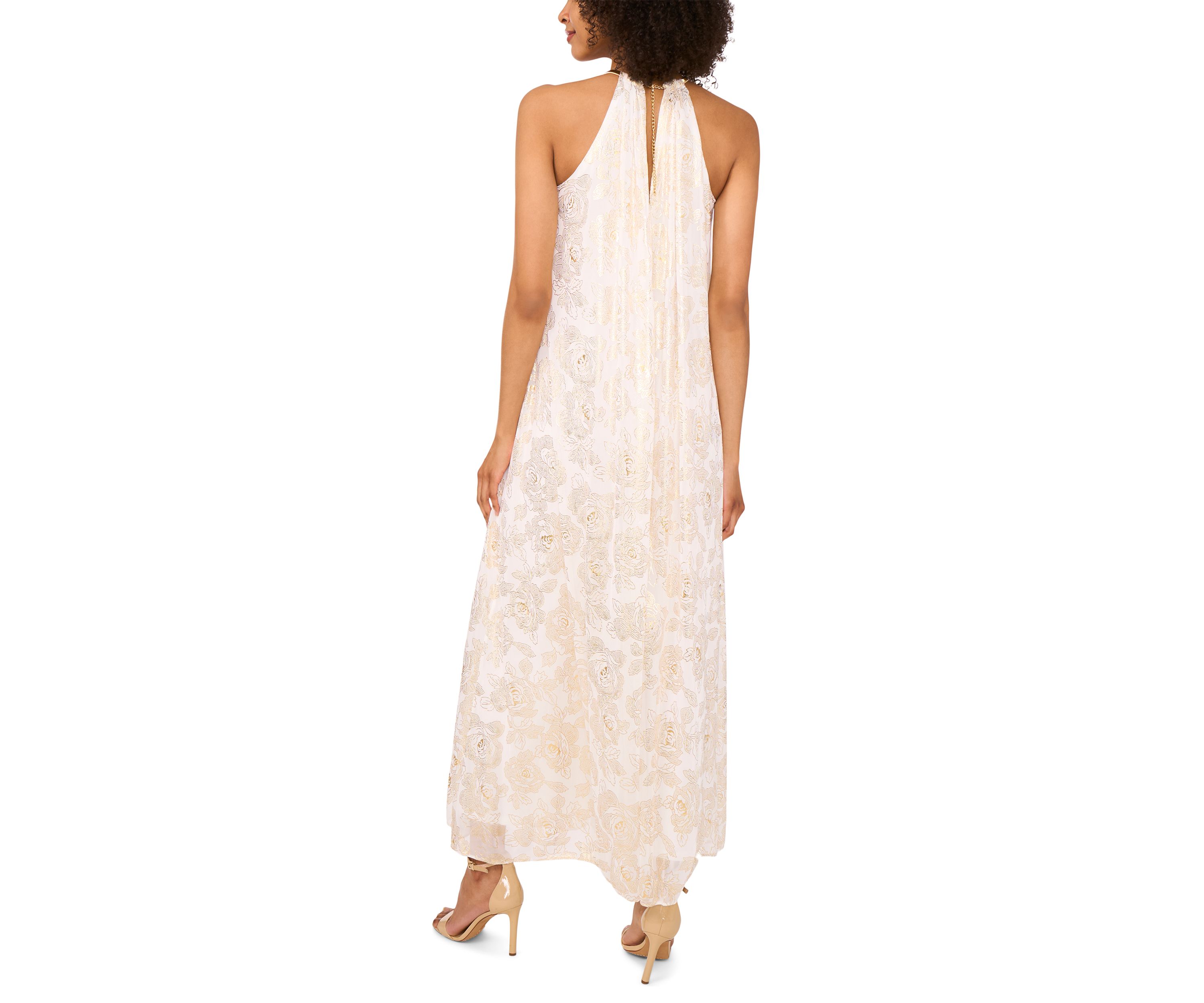 Womens Sleeveless Halter Chiffon Jumpsuit