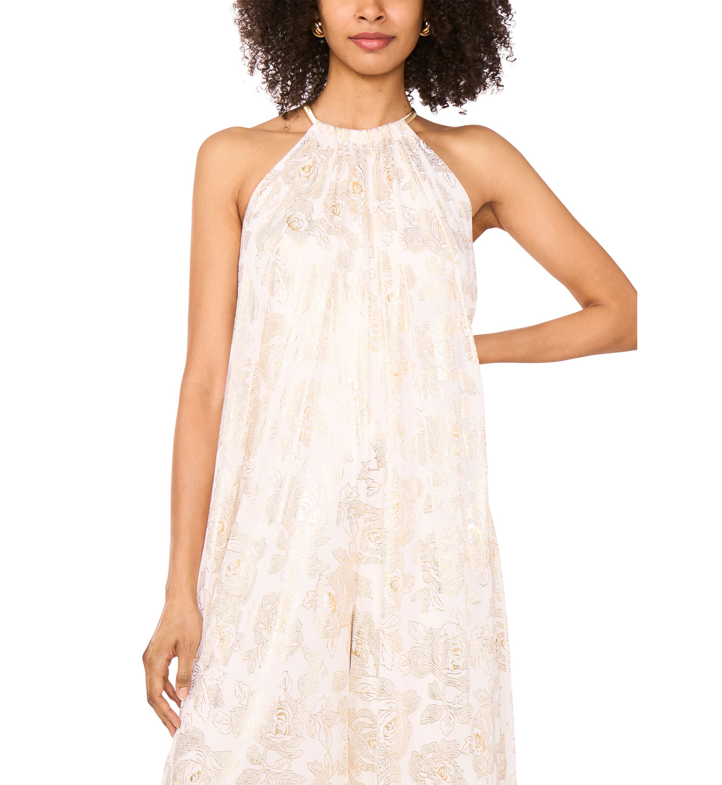 Womens Sleeveless Halter Chiffon Jumpsuit