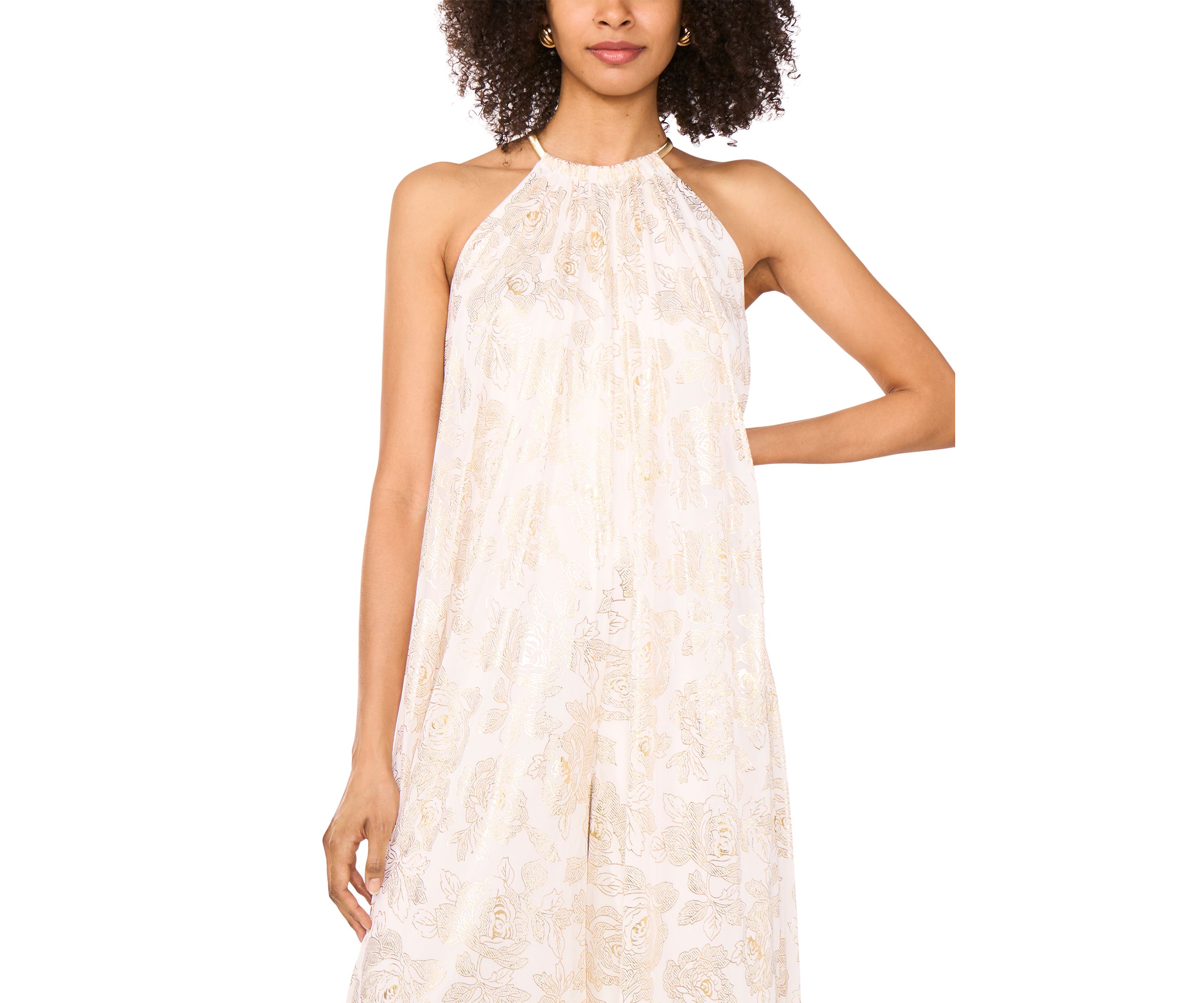 Womens Sleeveless Halter Chiffon Jumpsuit