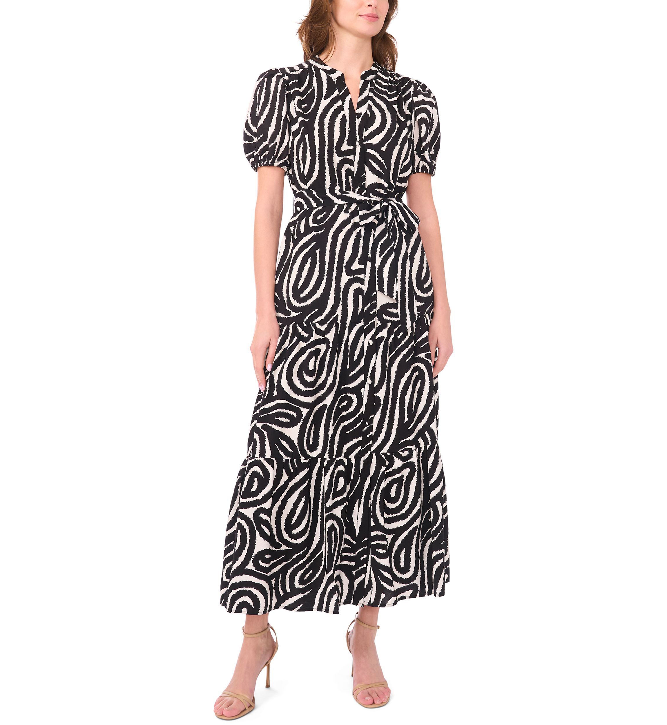 MSK Women's Short Sleeve Printed Linen A-Line Dress | Belk