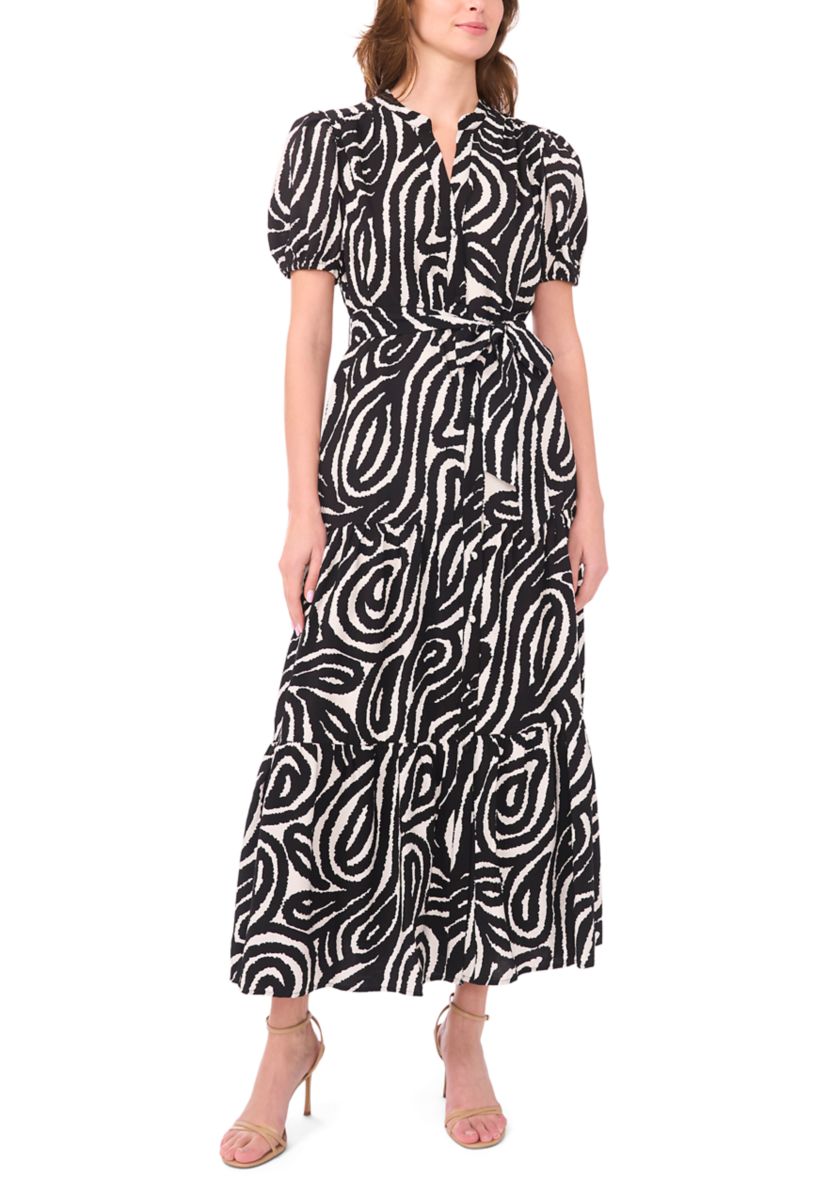 MSK Women's Short Sleeve Printed Linen A-Line Dress | Belk