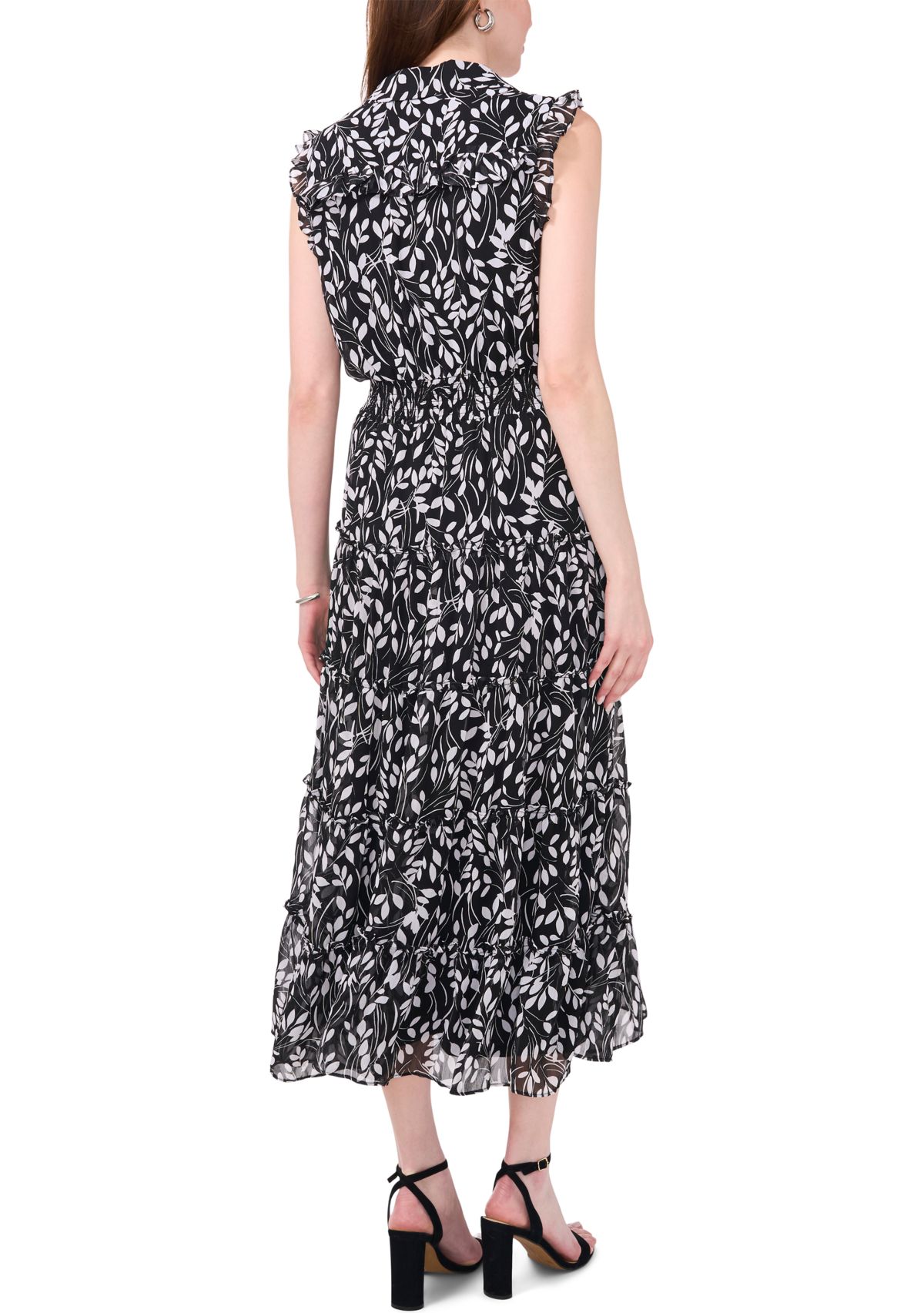 Womens Sleeveless Collar Neck Print Maxi Dress