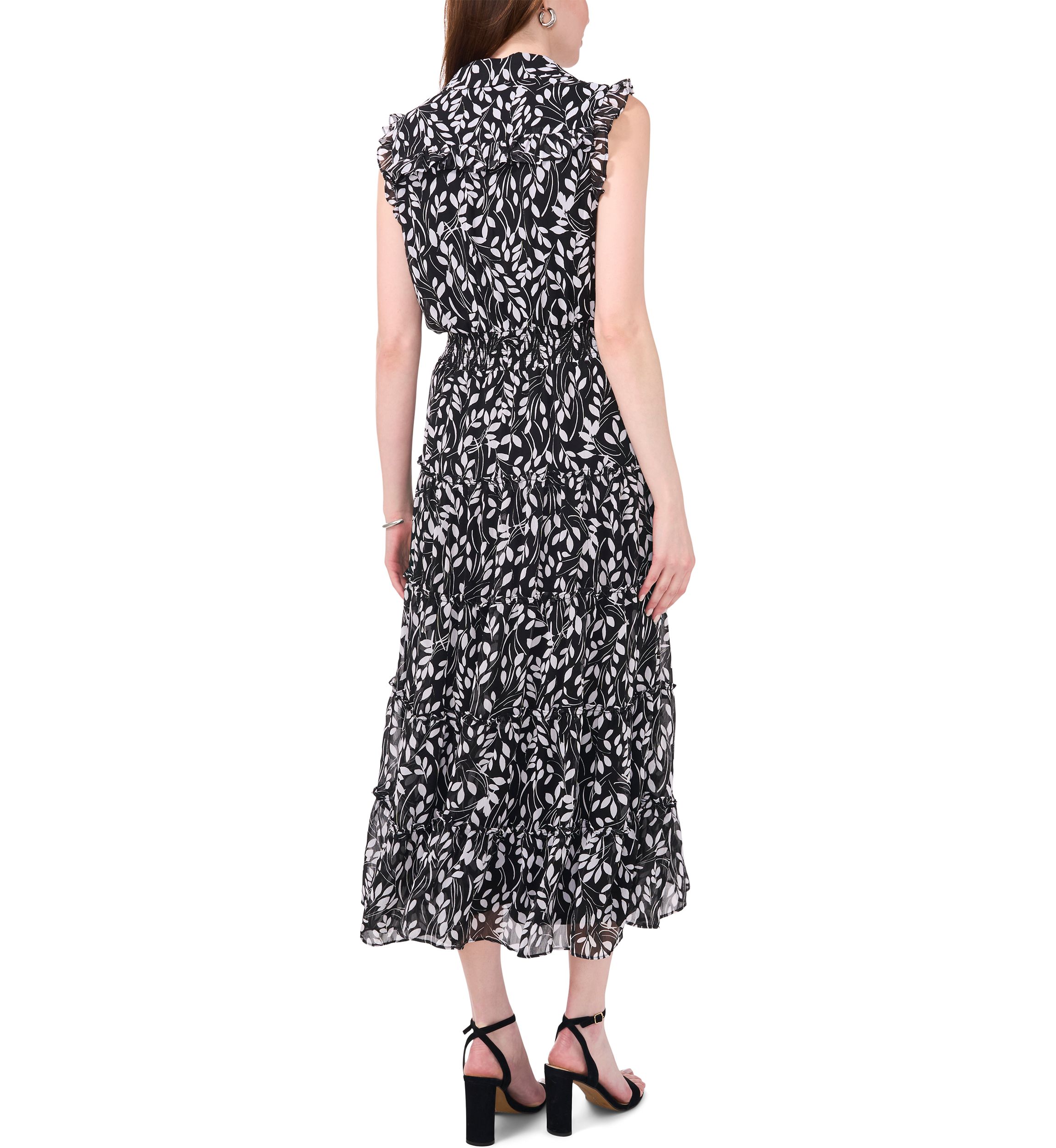 Womens Sleeveless Collar Neck Print Maxi Dress
