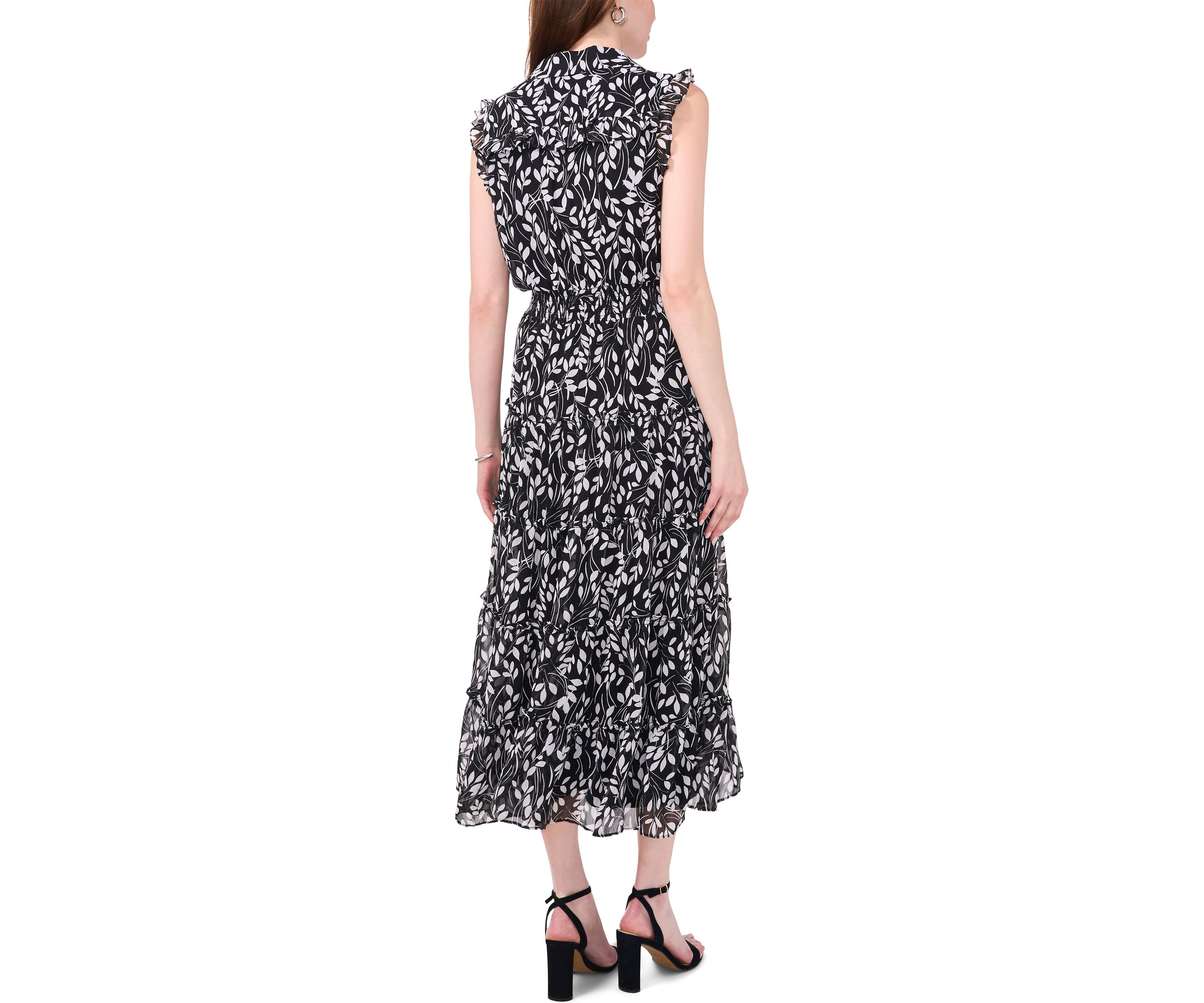 Womens Sleeveless Collar Neck Print Maxi Dress